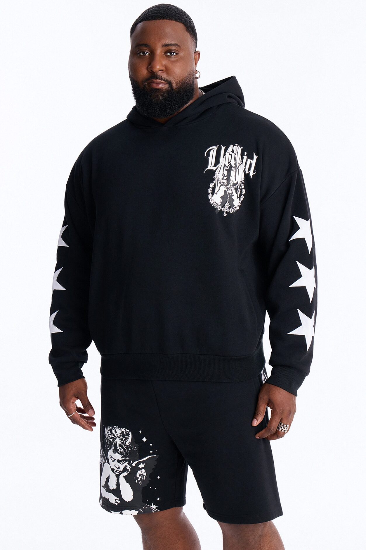 Menace Sent Embroidery Hoodie - Black