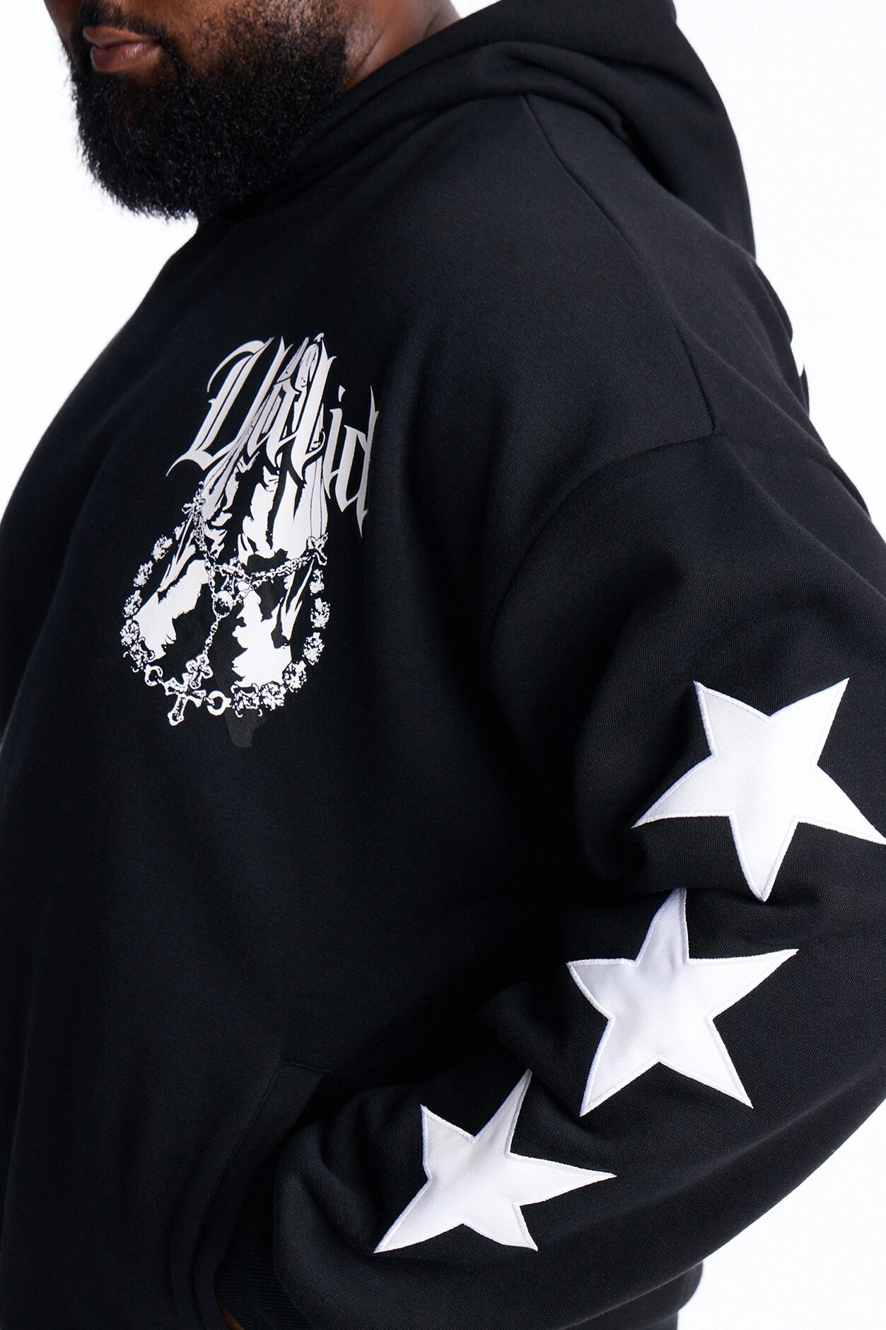 Menace Sent Embroidery Hoodie - Black