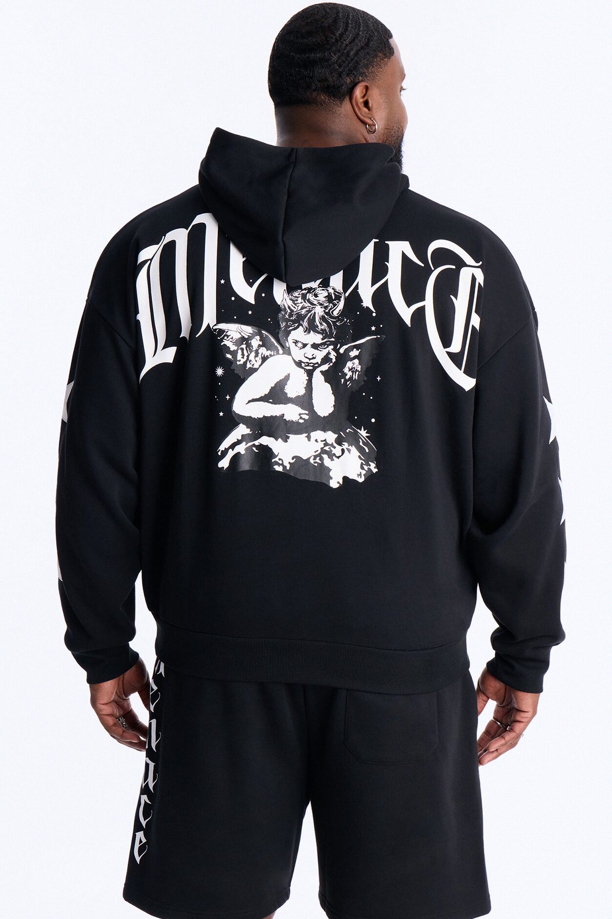 Menace Sent Embroidery Hoodie - Black