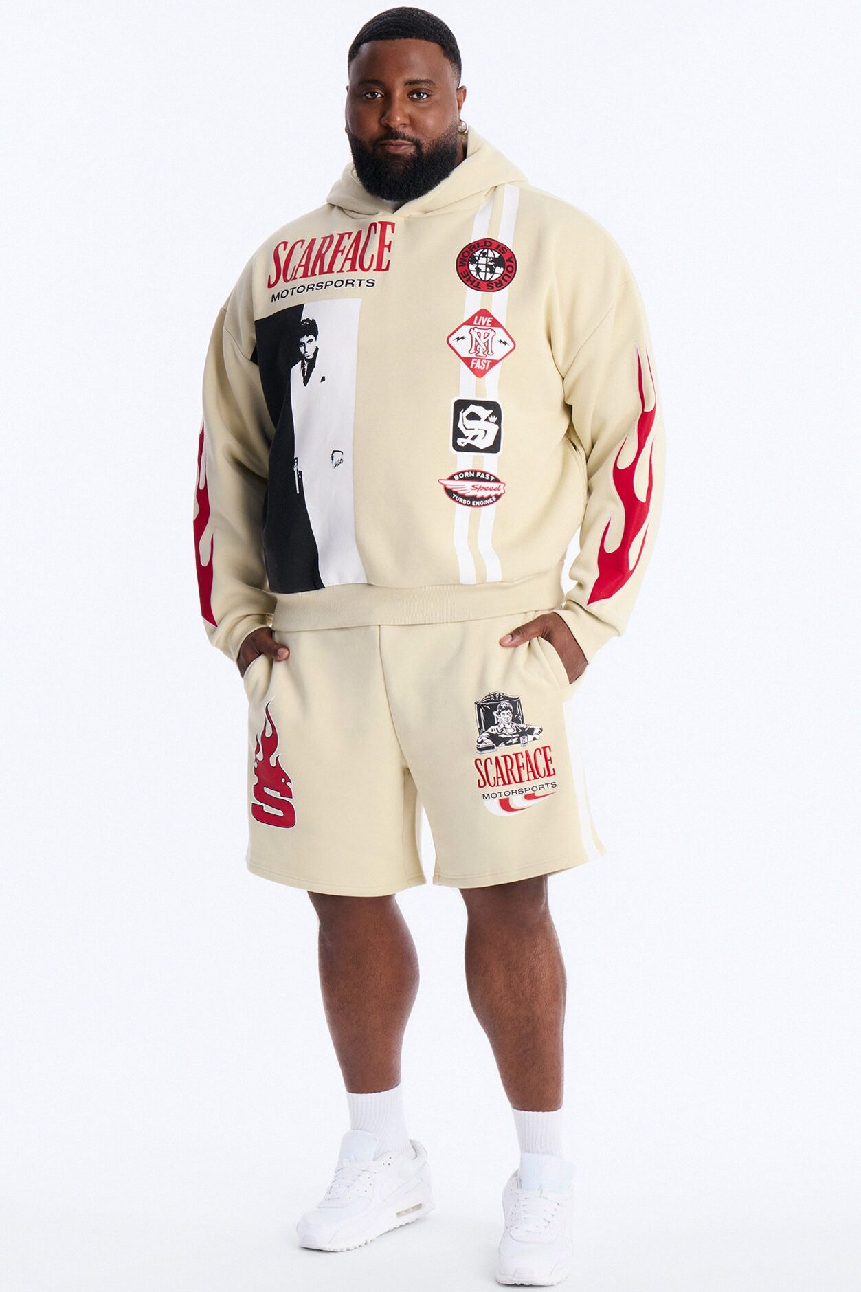 Scarface Embroidery Patch Hoodie - Khaki