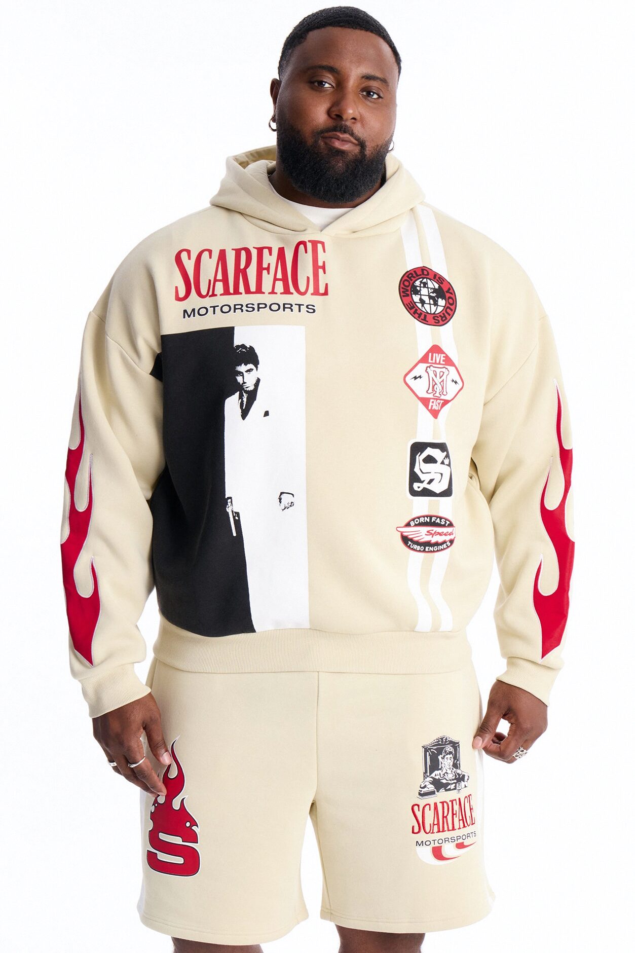 Scarface Embroidery Patch Hoodie - Khaki
