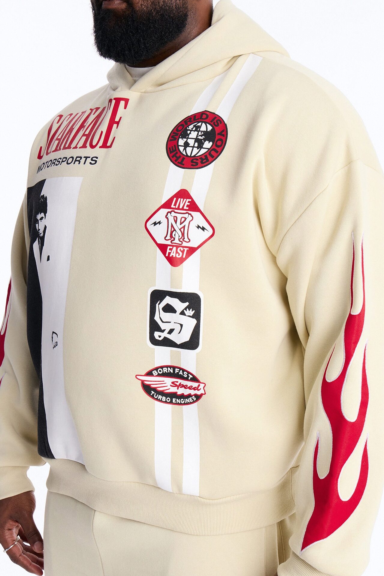 Scarface Embroidery Patch Hoodie - Khaki