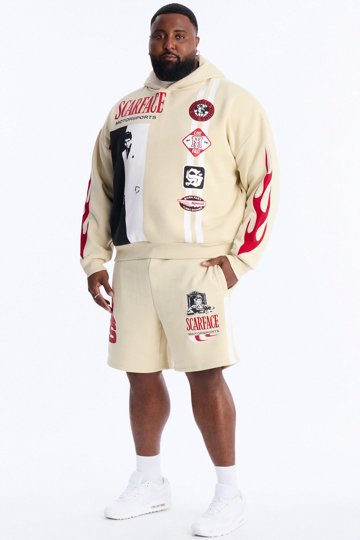 Scarface Embroidery Patch Sweatshorts - Khaki
