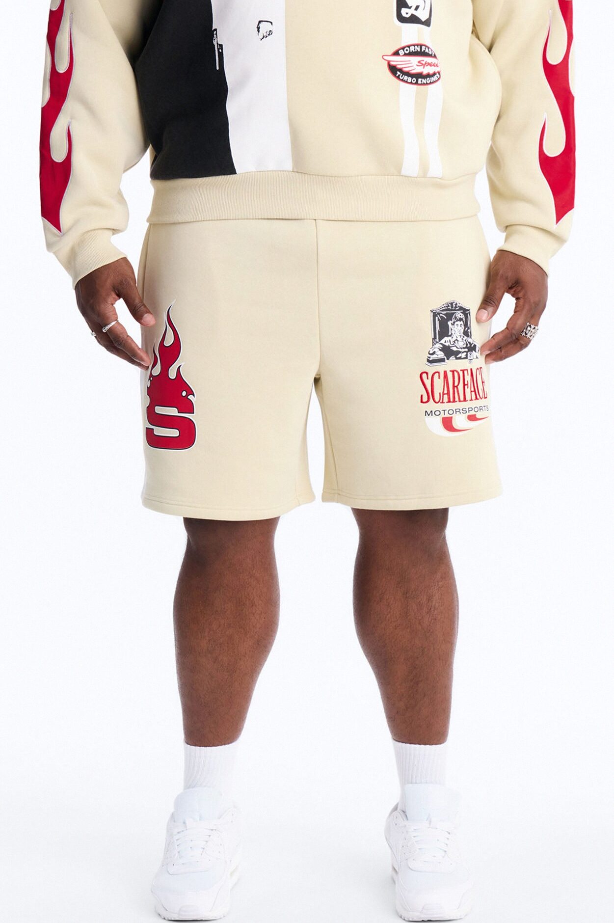 Scarface Embroidery Patch Sweatshorts - Khaki