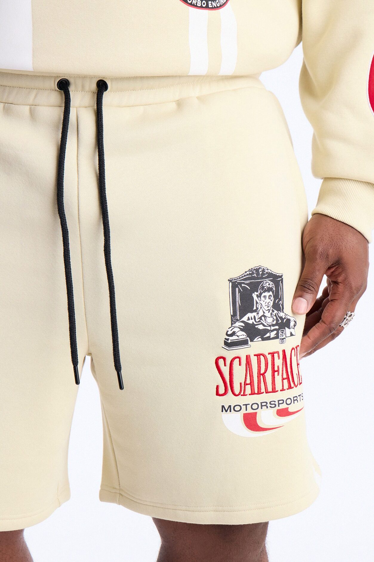 Scarface Embroidery Patch Sweatshorts - Khaki