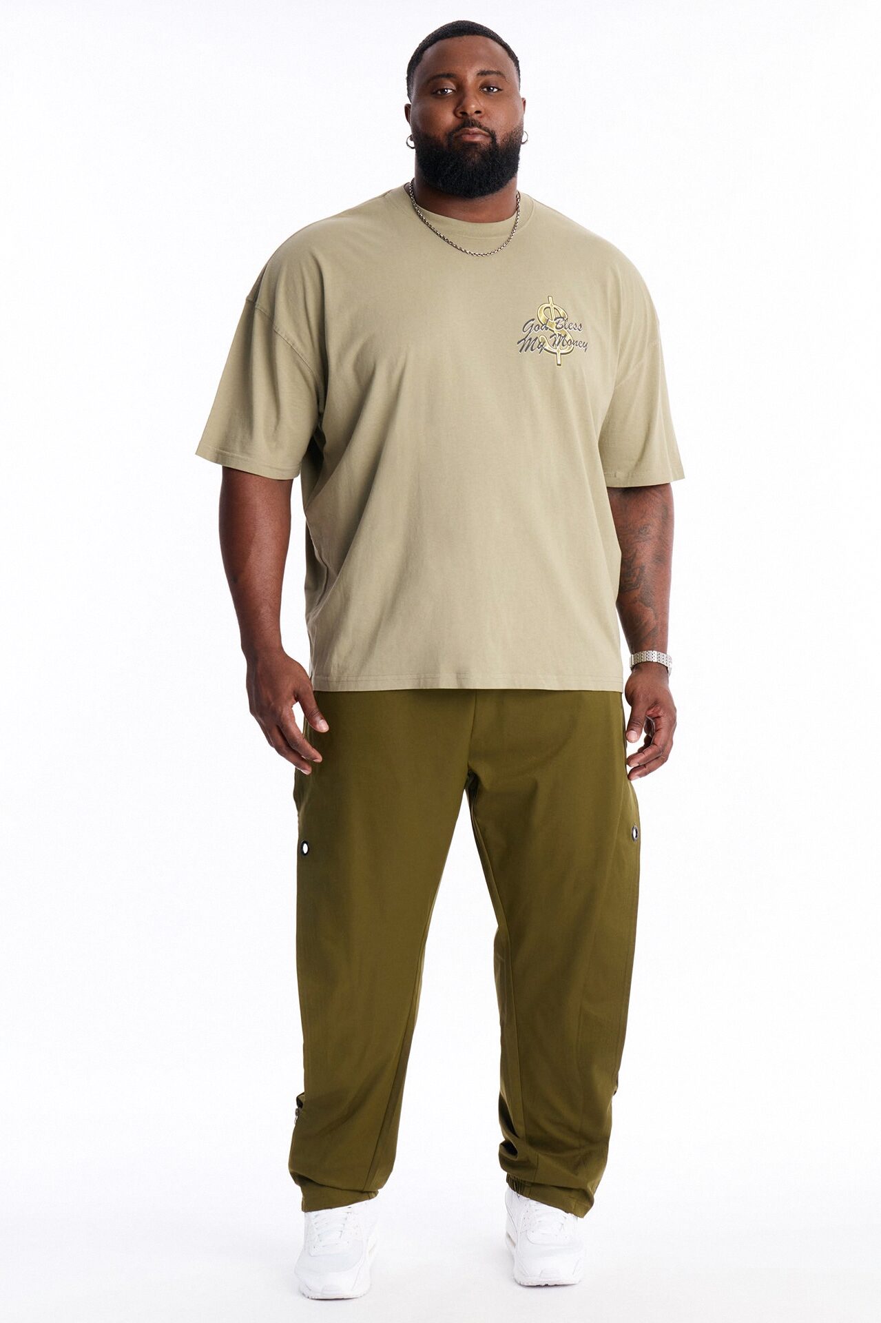 God Bless My Money Oversized Short Sleeve Tee - Olive