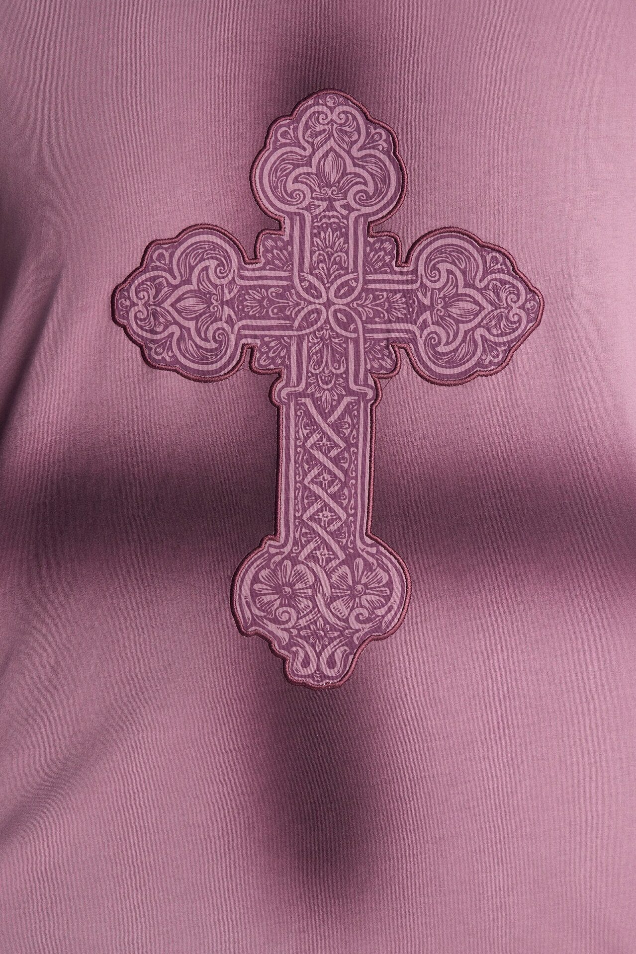 Cross Shadow Patch Short Sleeve Tee - Purple