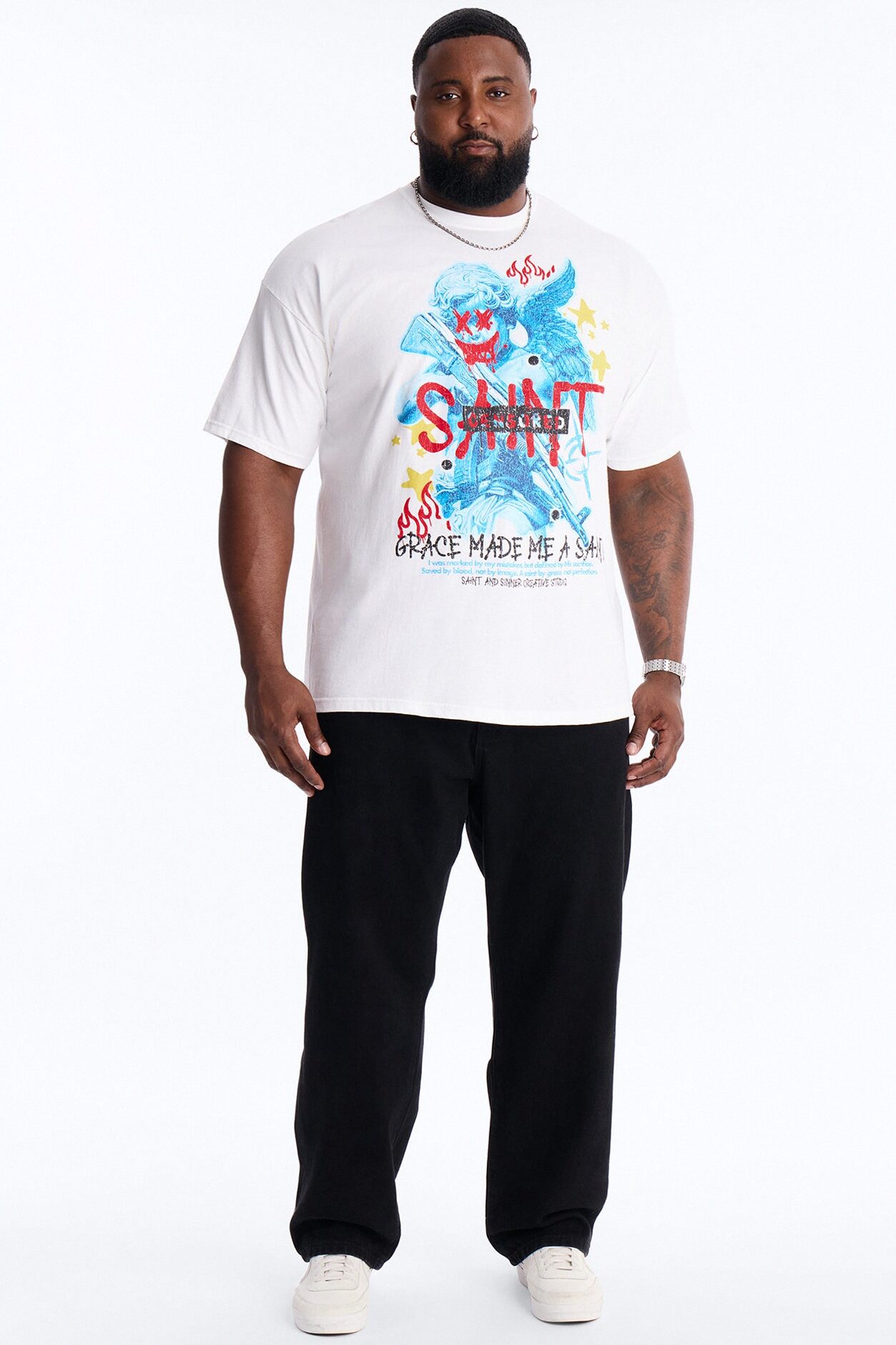 Grace Made Me A Saint Short Sleeve Tee - White