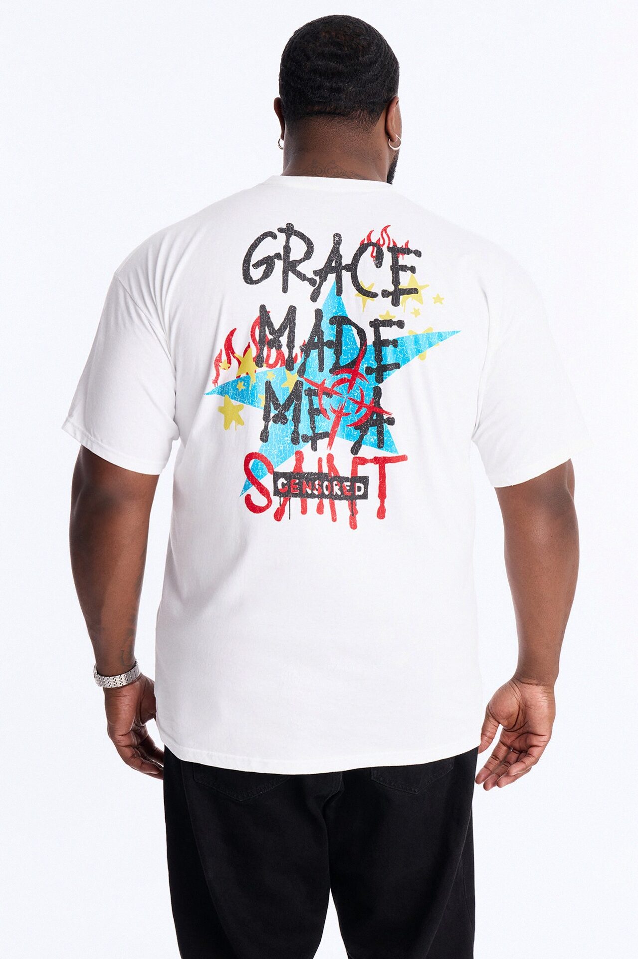 Grace Made Me A Saint Short Sleeve Tee - White
