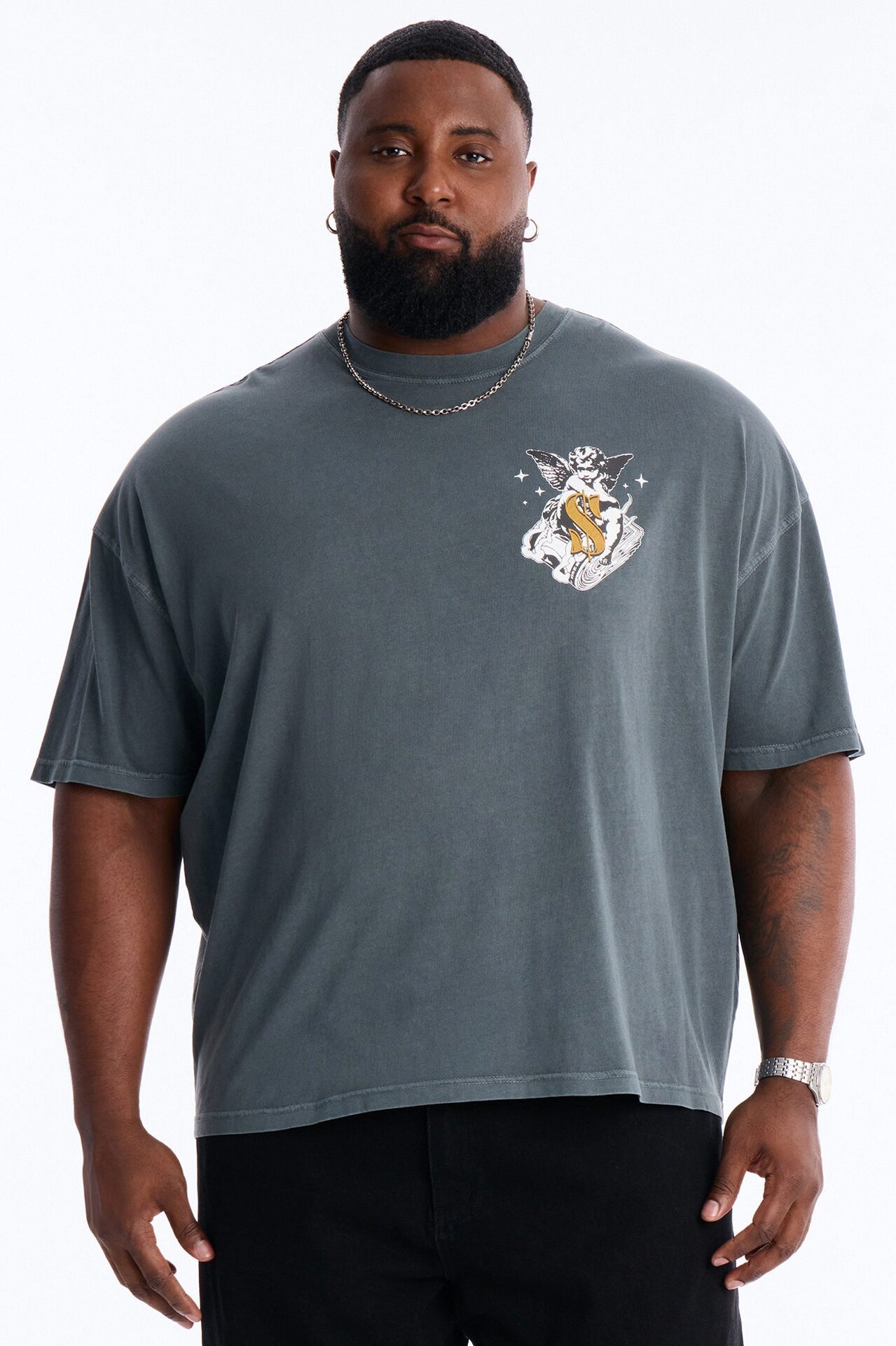 Protect Your Money Flow Oversized Short Sleeve Tee - Grey