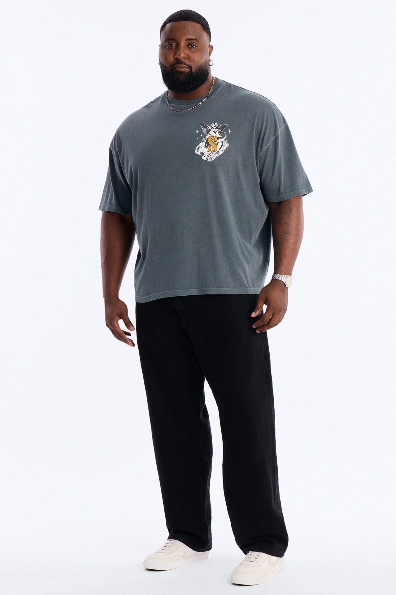 Protect Your Money Flow Oversized Short Sleeve Tee - Grey