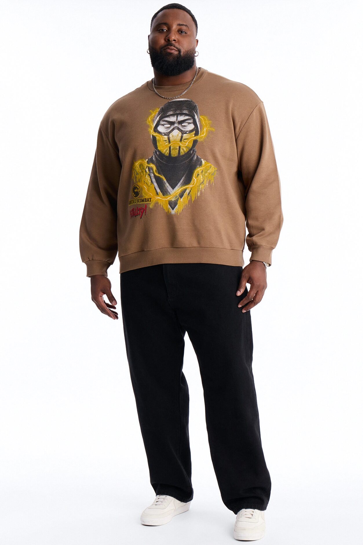 Mortal Kombat Scorpion Crewneck Sweatshirt - Taupe