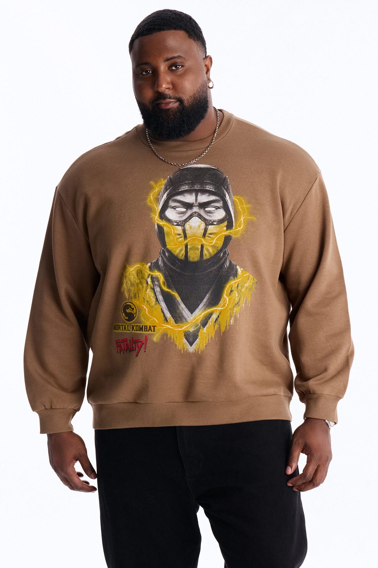 Mortal Kombat Scorpion Crewneck Sweatshirt - Taupe