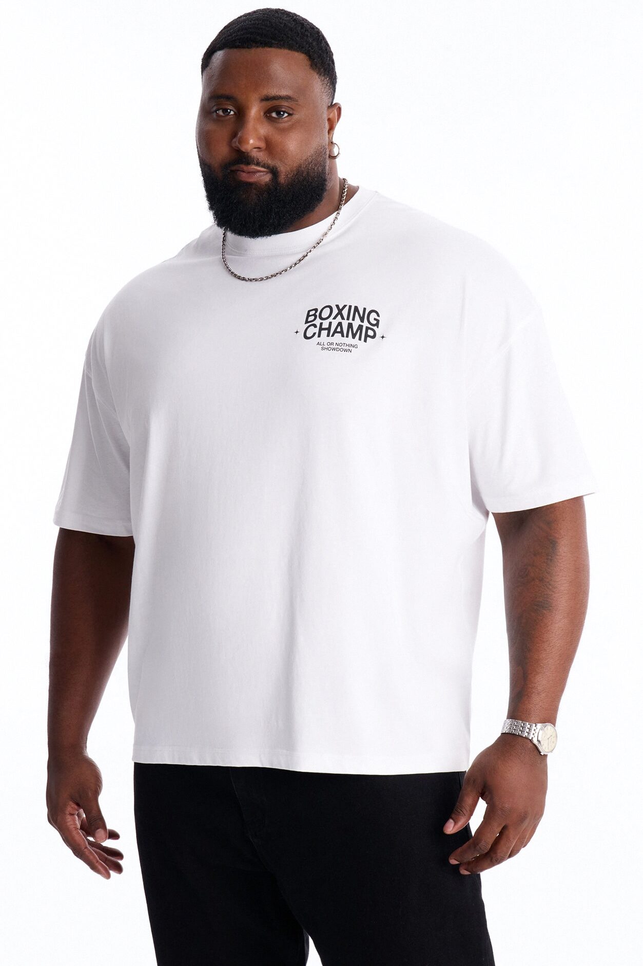 Boxing Champ Oversized Short Sleeve Tee - White