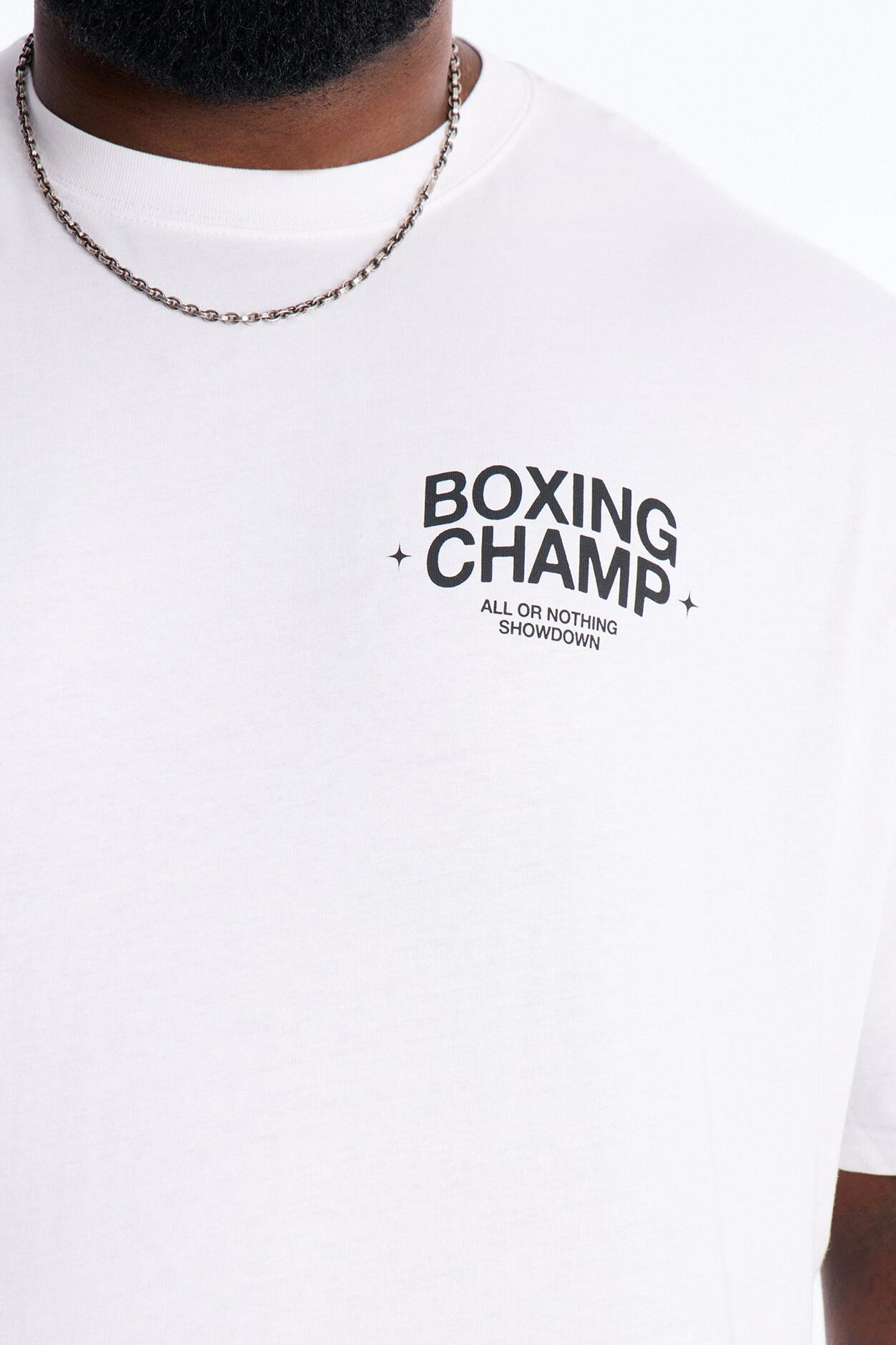 Boxing Champ Oversized Short Sleeve Tee - White