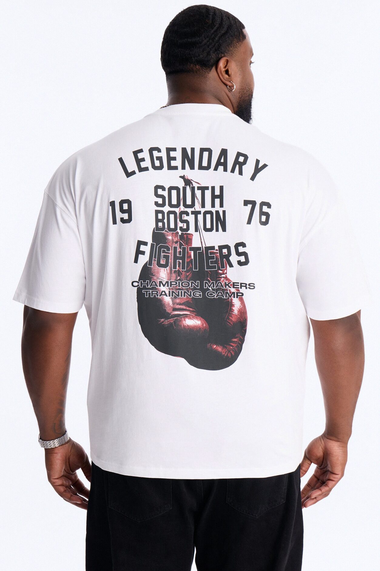 Boxing Champ Oversized Short Sleeve Tee - White