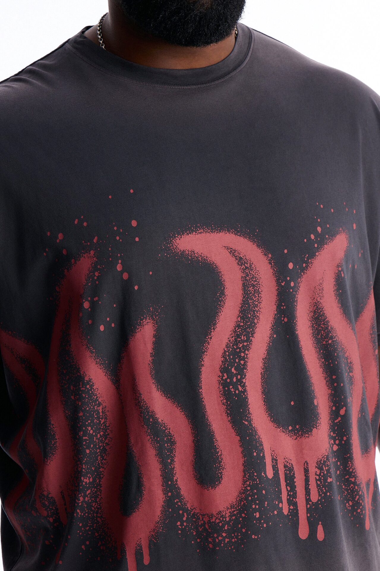 Flaming Outline Short Sleeve Tee - Black