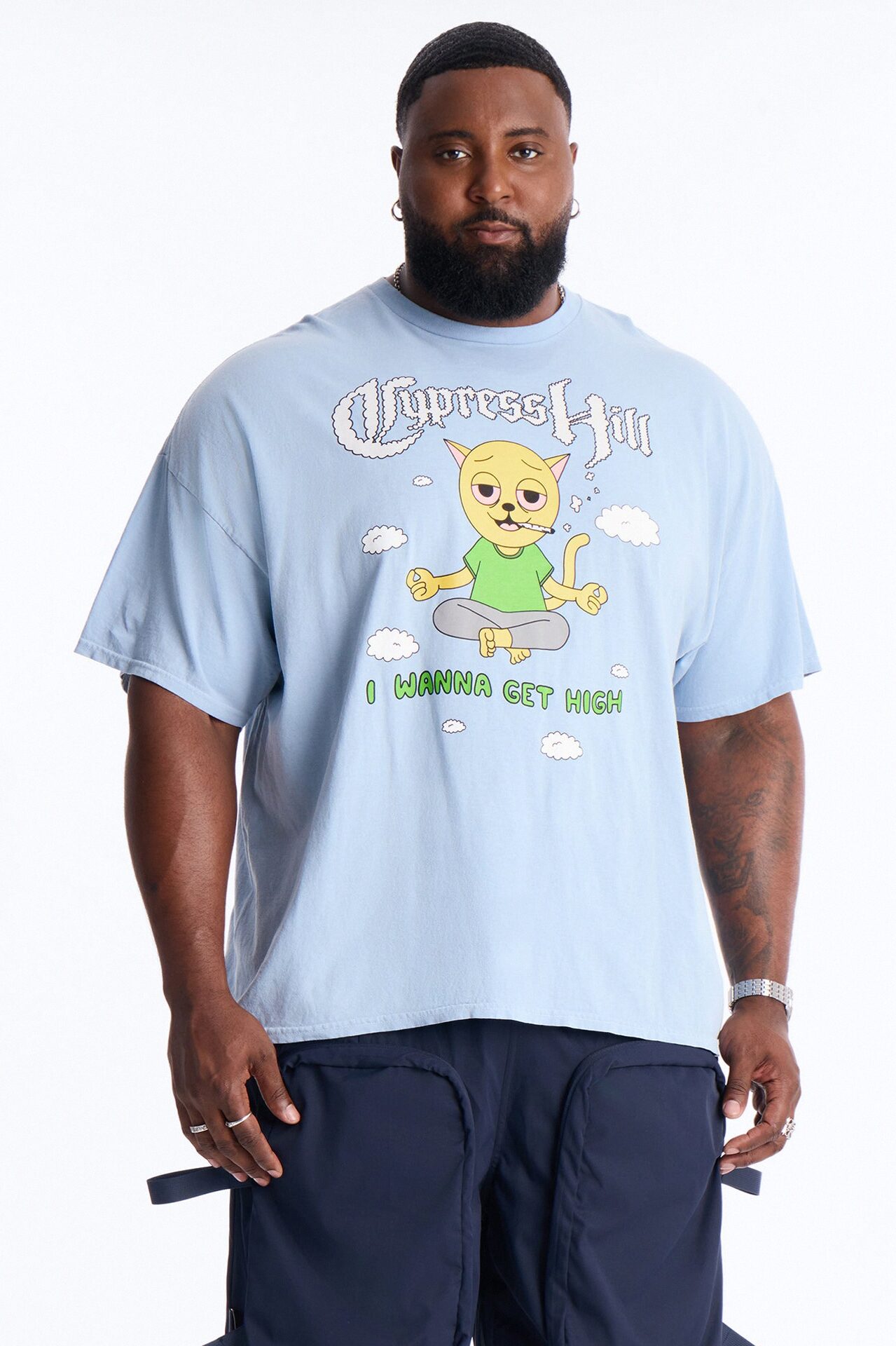 Cypress Hill I Wanna Get High Boxy Short Sleeve Tee - Light Blue