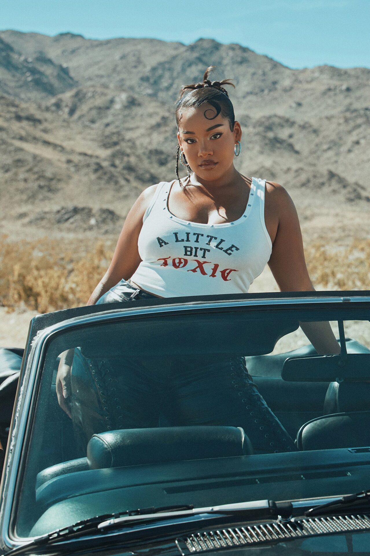 A Little Bit Toxic Studded Tank Top - White
