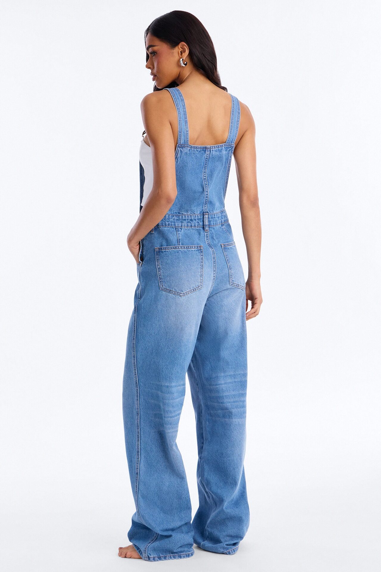 Ocean View Boyfriend Denim Overalls - Medium Wash
