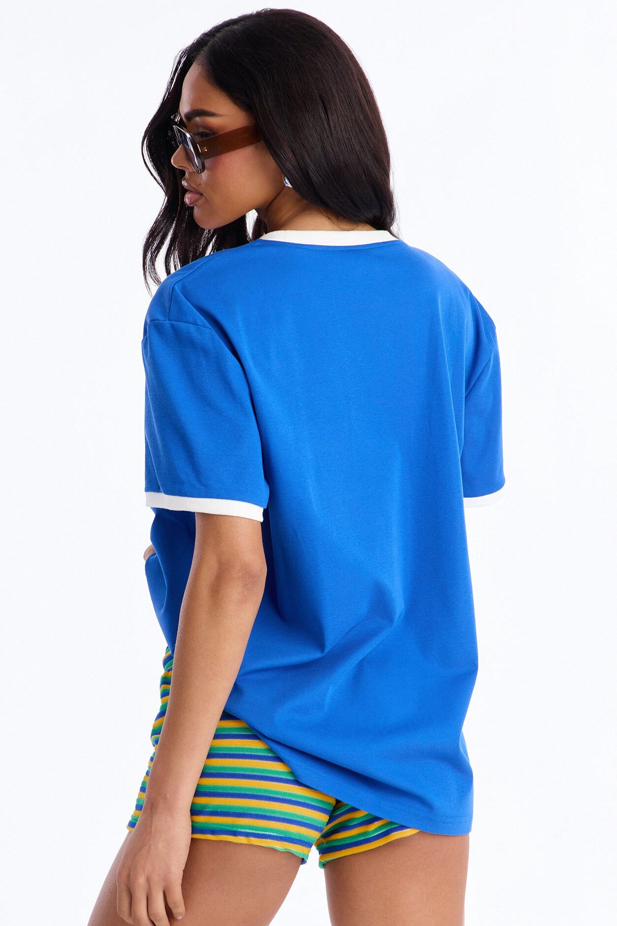 Greece Oversized Ringer Tee - Blue