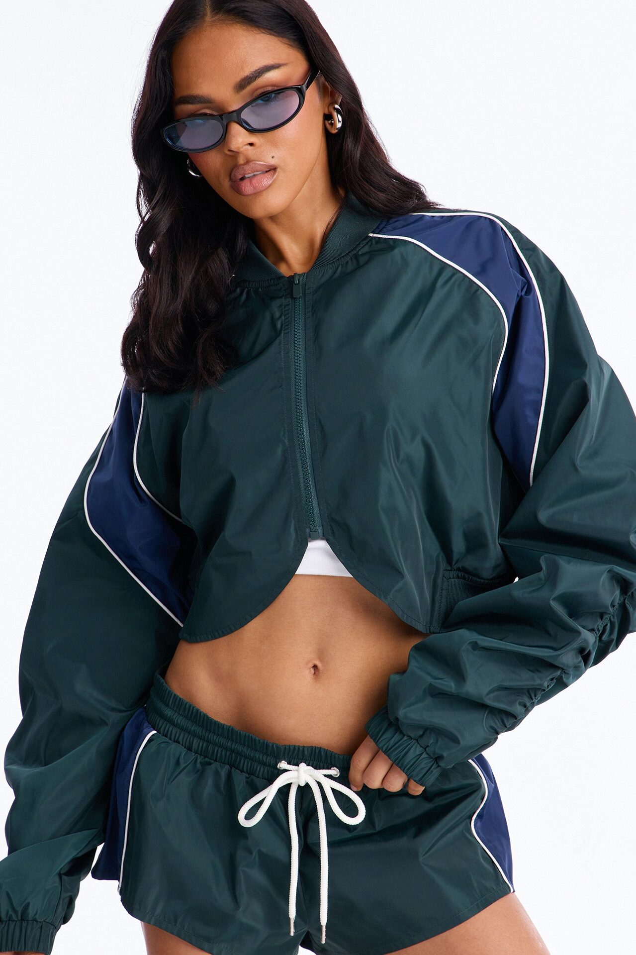 Your Best Shot Double Zip Windbreaker Jacket - Green/combo