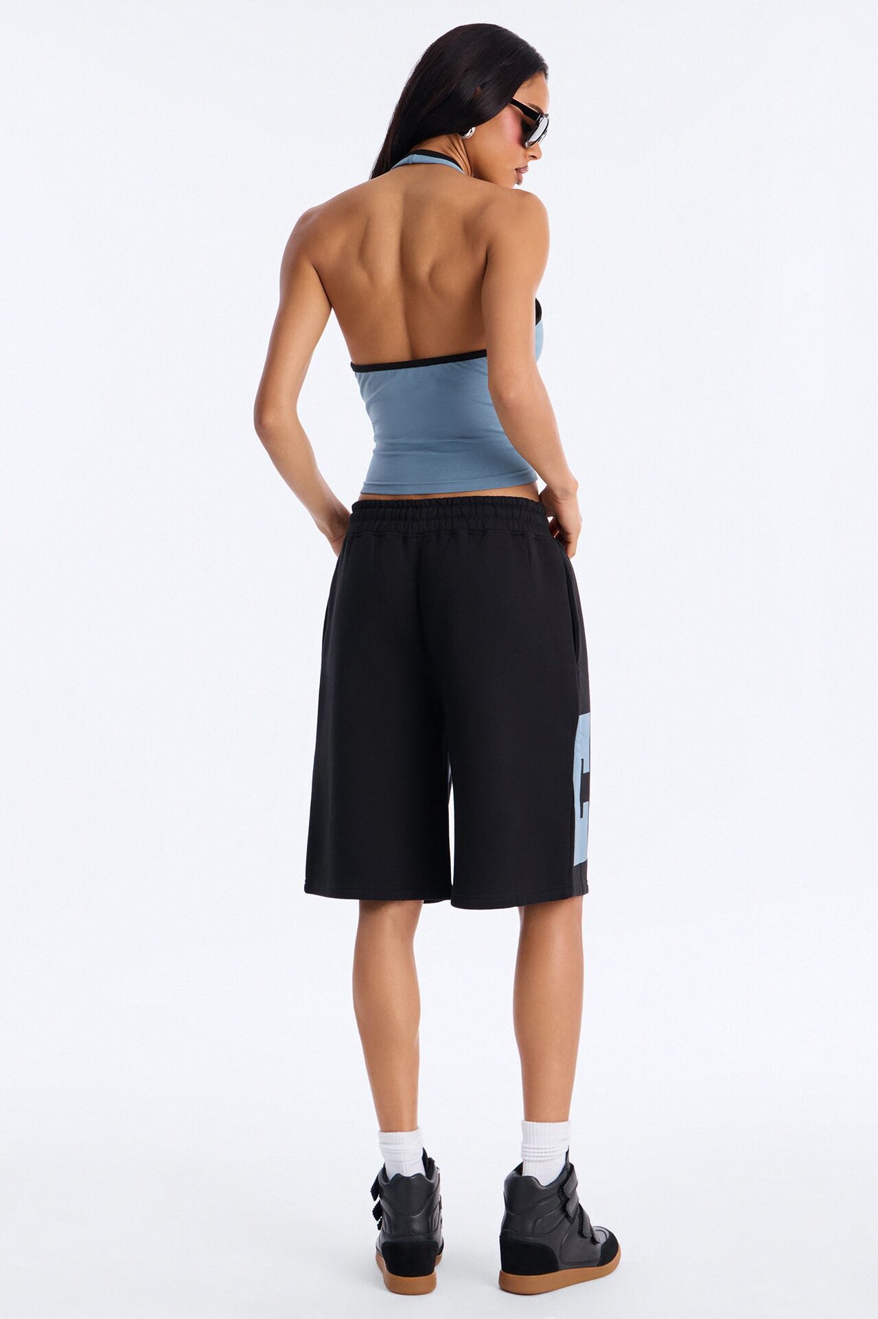 Censored Behavior Halter Fleece Short Set - Black/combo