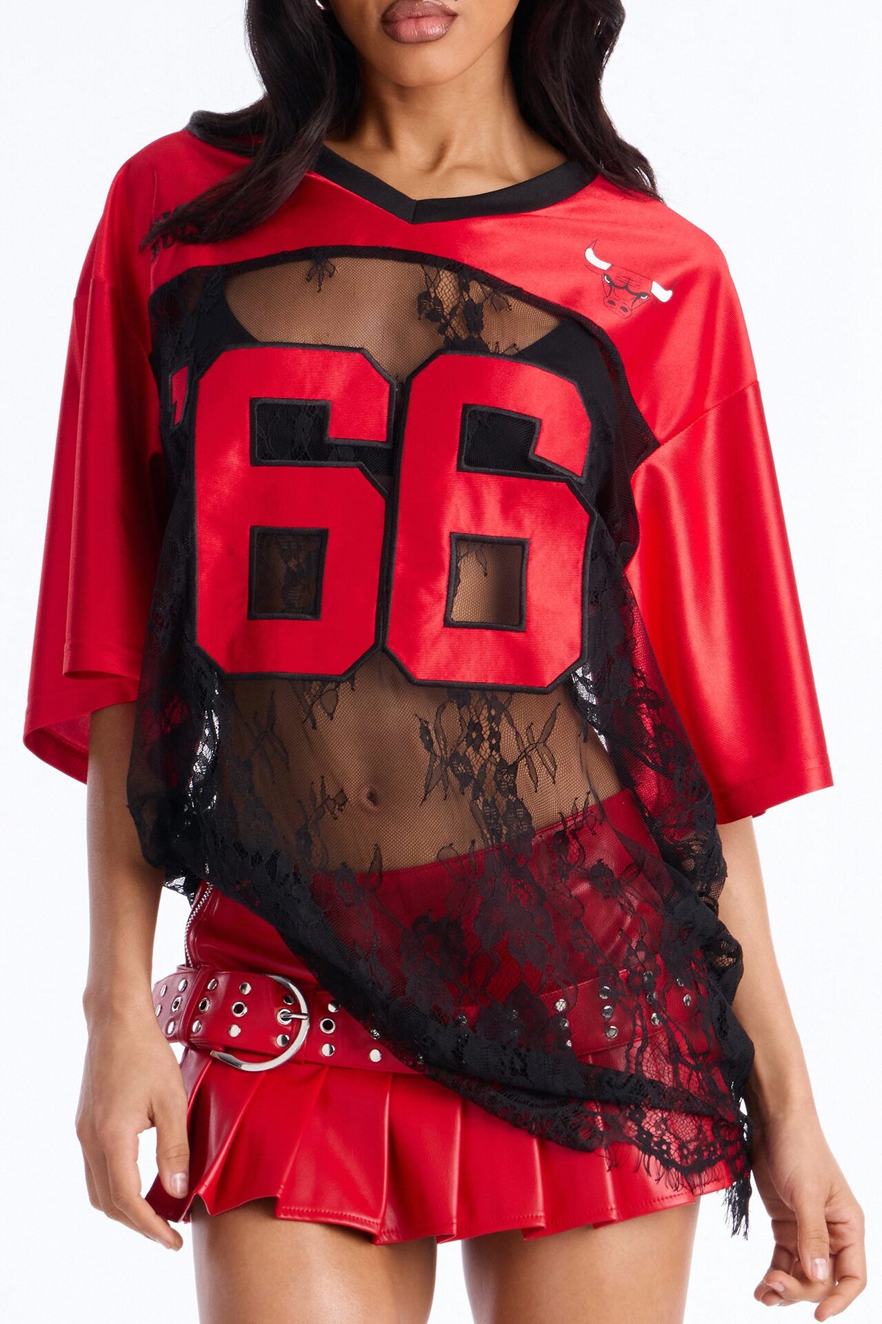 NBA Chicago Bulls Oversized Lace Top - Black