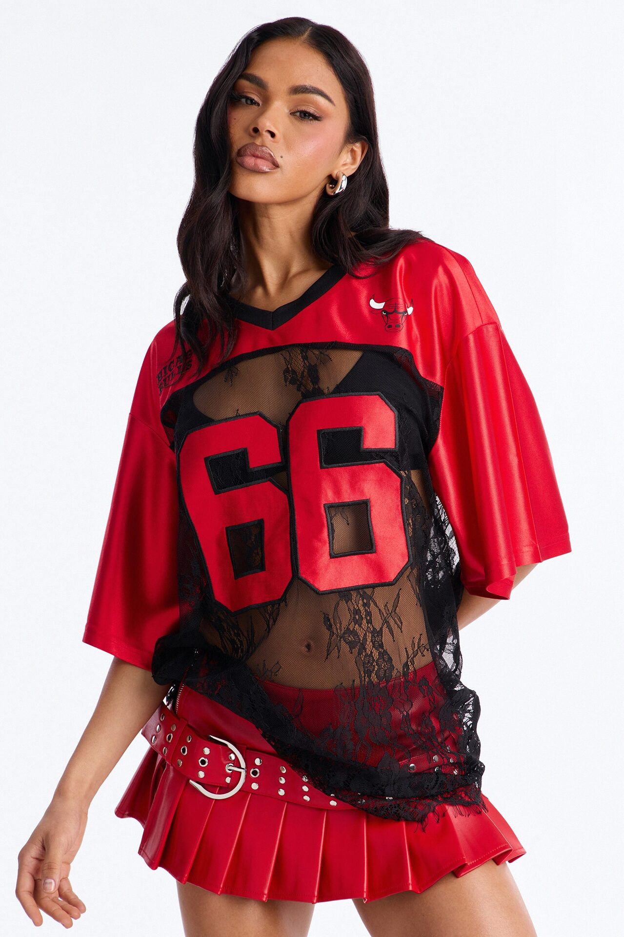 NBA Chicago Bulls Oversized Lace Top - Black