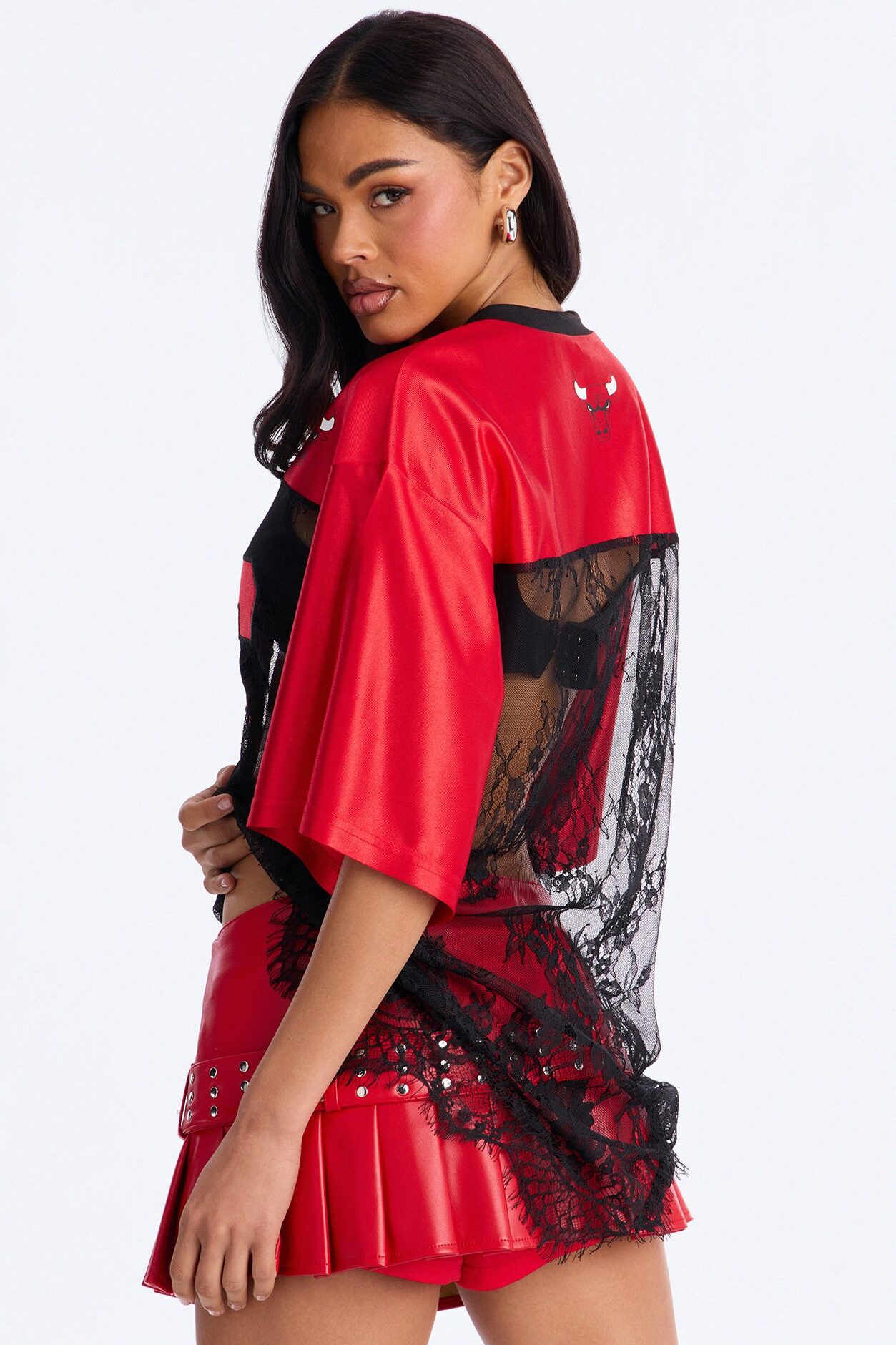 NBA Chicago Bulls Oversized Lace Top - Black