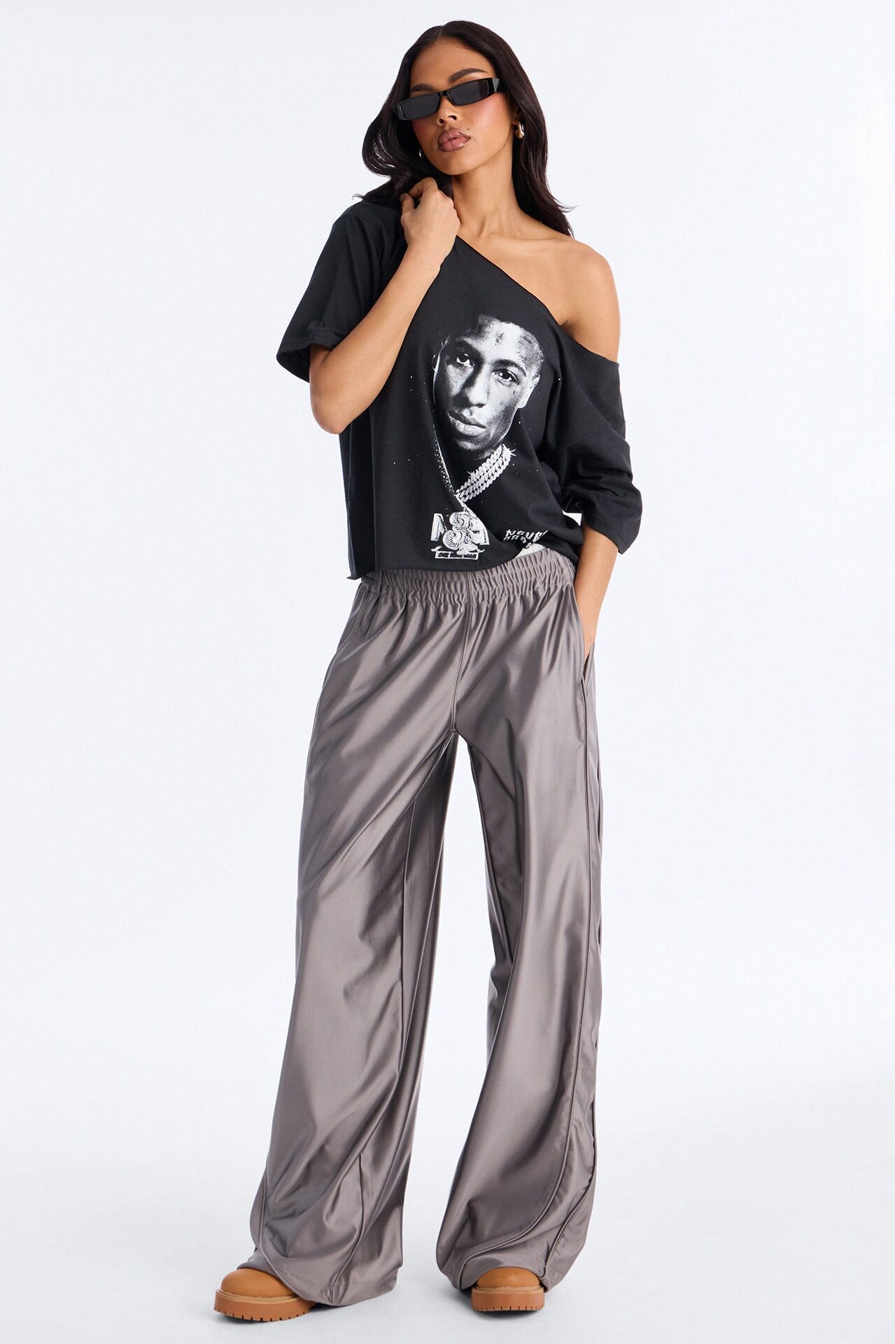 Youngboy Never Broke Again Off Shoulder Tee - Black