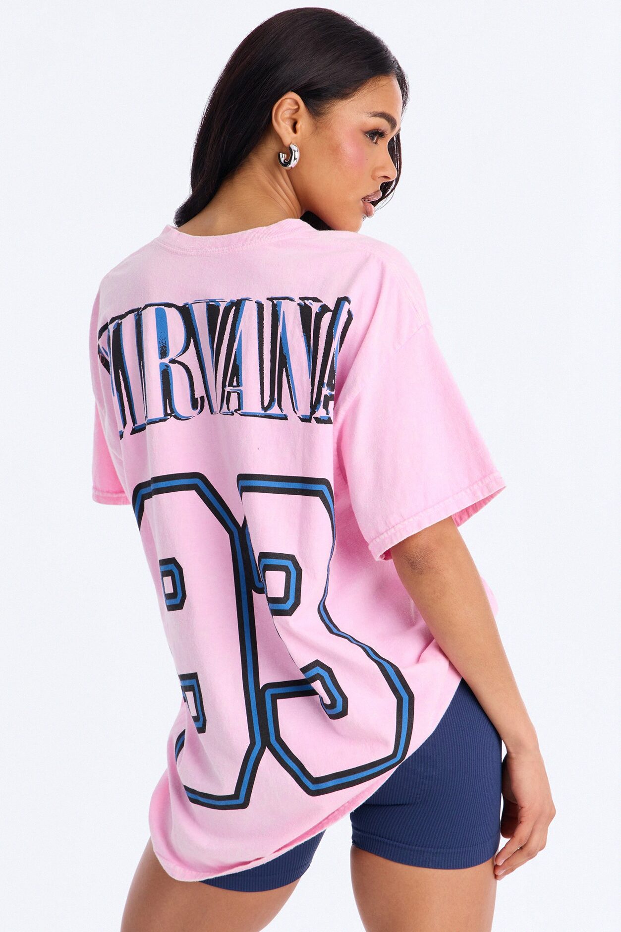 Nirvana Mineral Washed Front And Back Graphic Tee - Light Pink