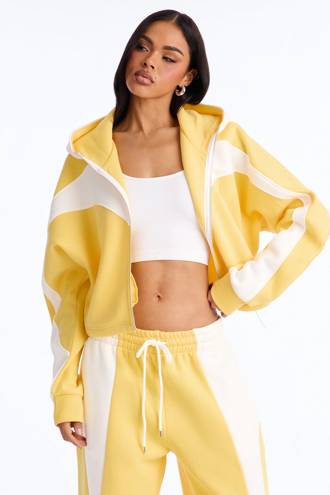 Comfort Coded Fleece Zip Up Hoodie - Yellow
