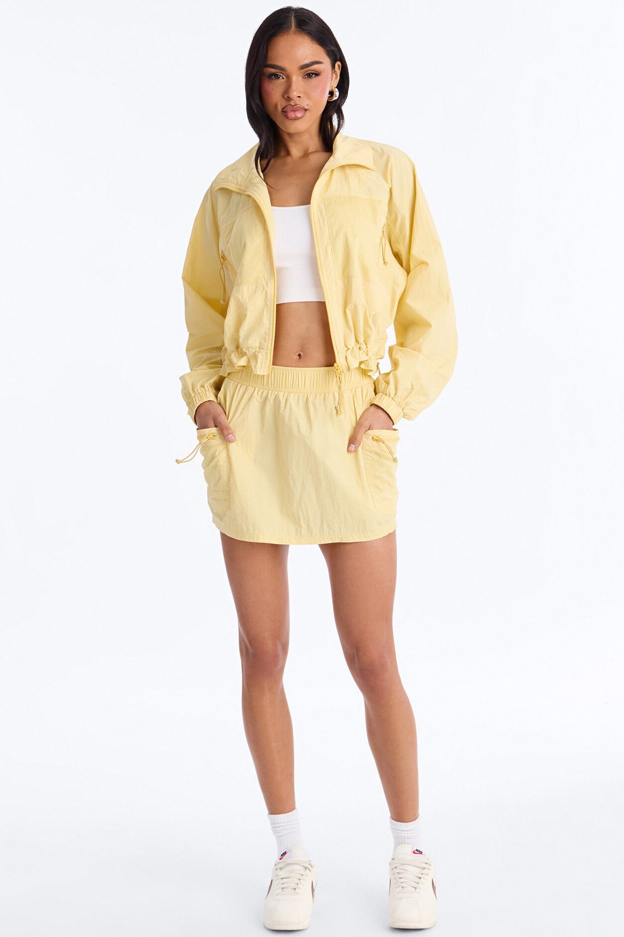Stay Cool Windbreaker Mini Skirt - Butter Yellow