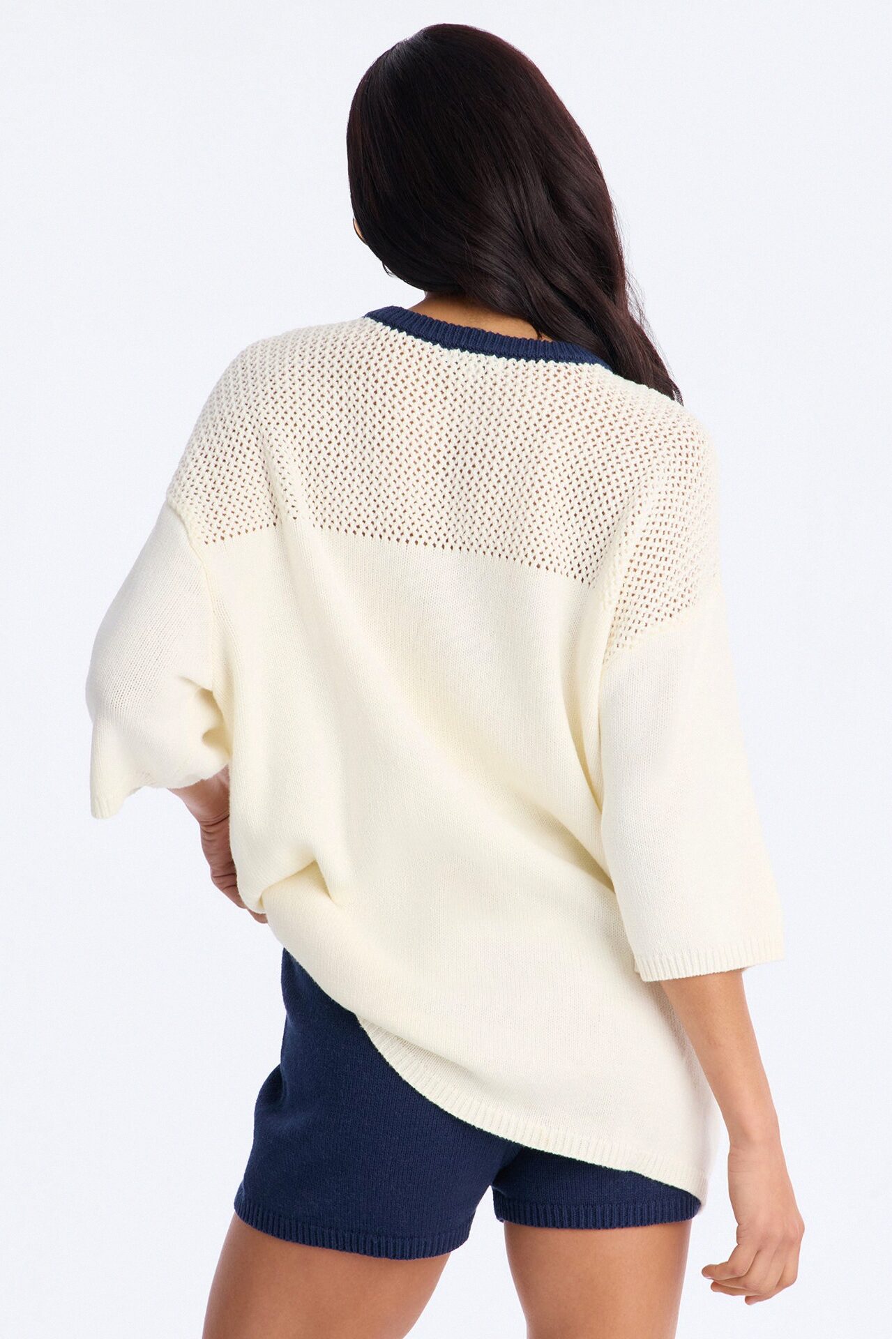 95 Crochet Biker Short Set - Cream
