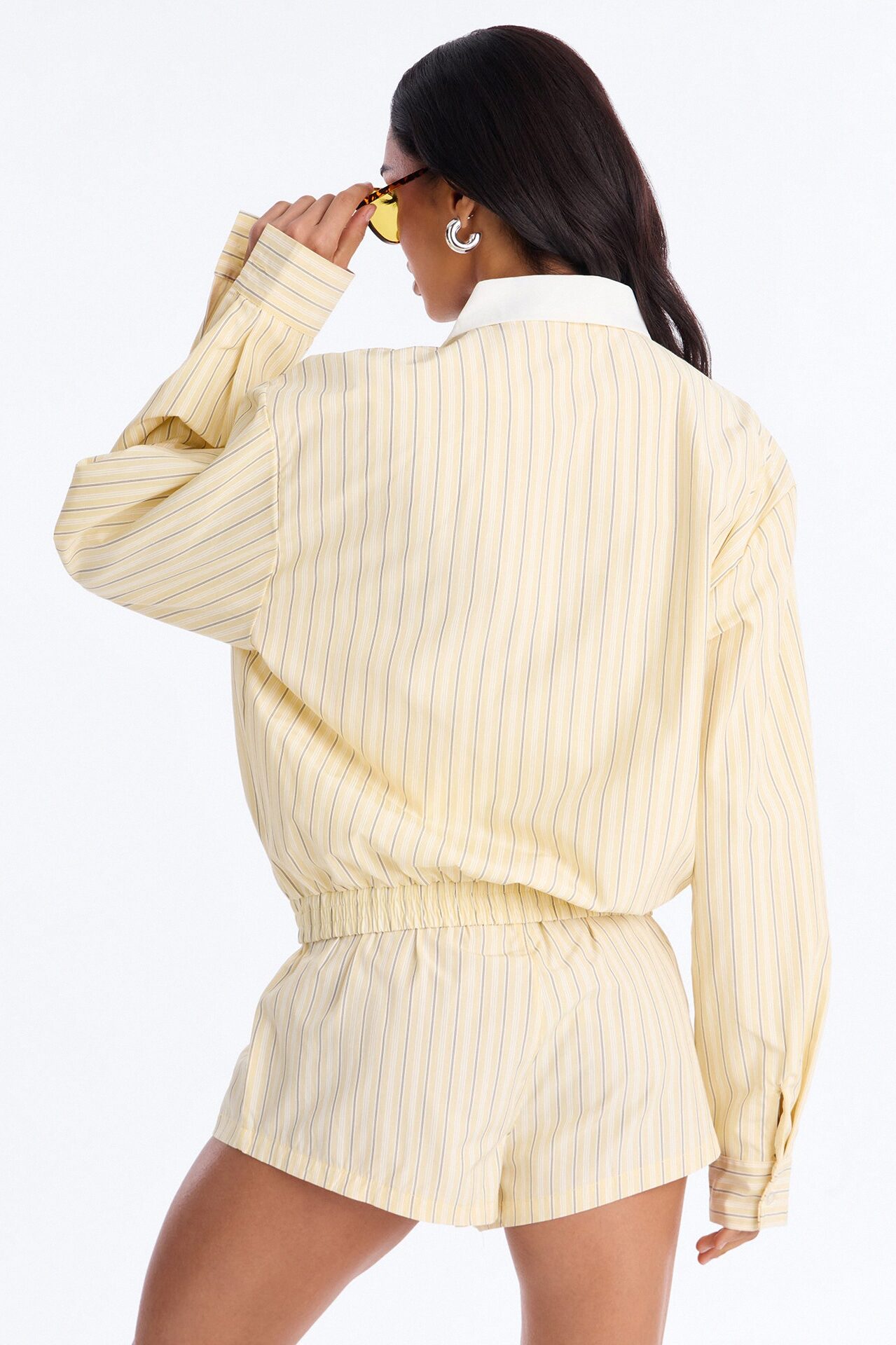 Solene Pinstripe Short Set - Butter Yellow