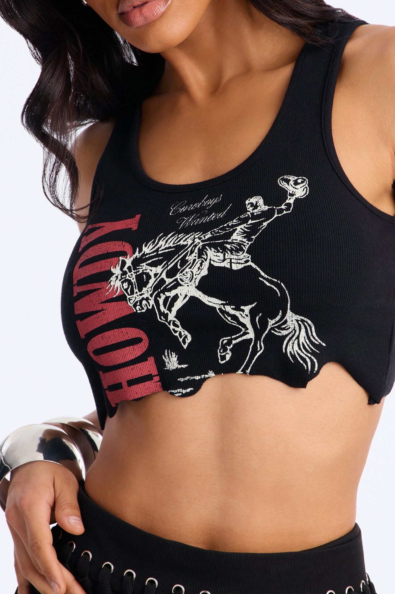 Howdy Distressed Tank Top - Charcoal
