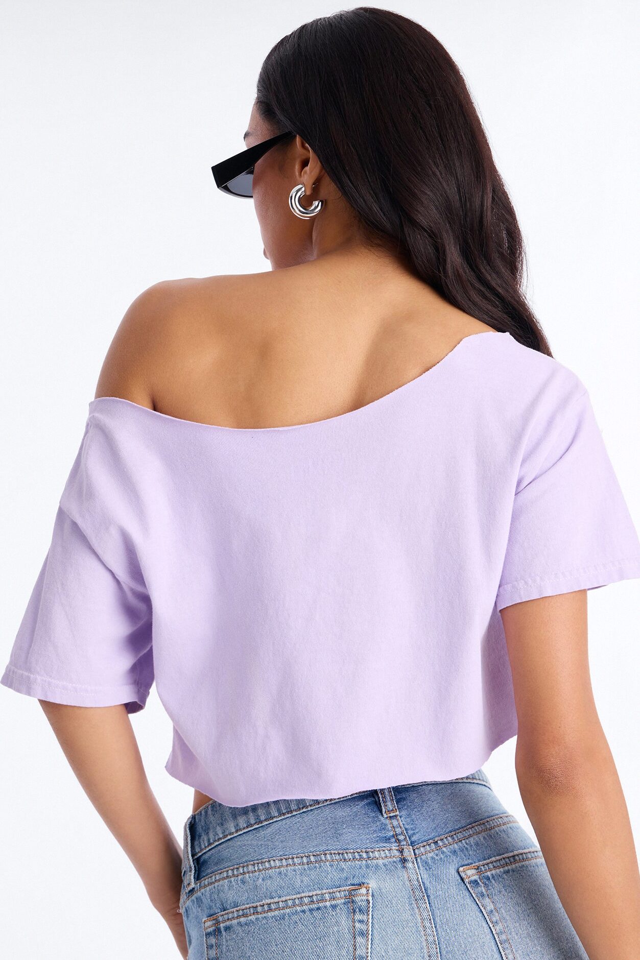 Nirvana Utero Off Shoulder Cropped Tee - Lavender