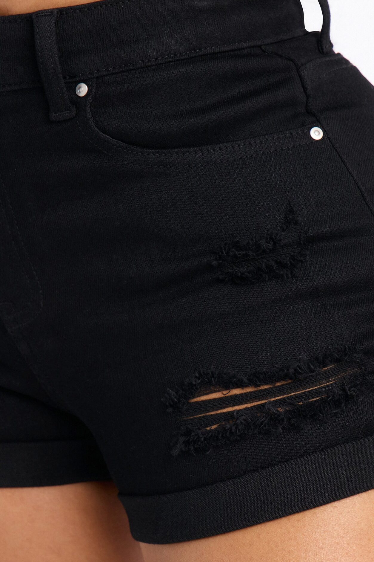 Seacliff High Rise Stretch Denim Shorts - Black
