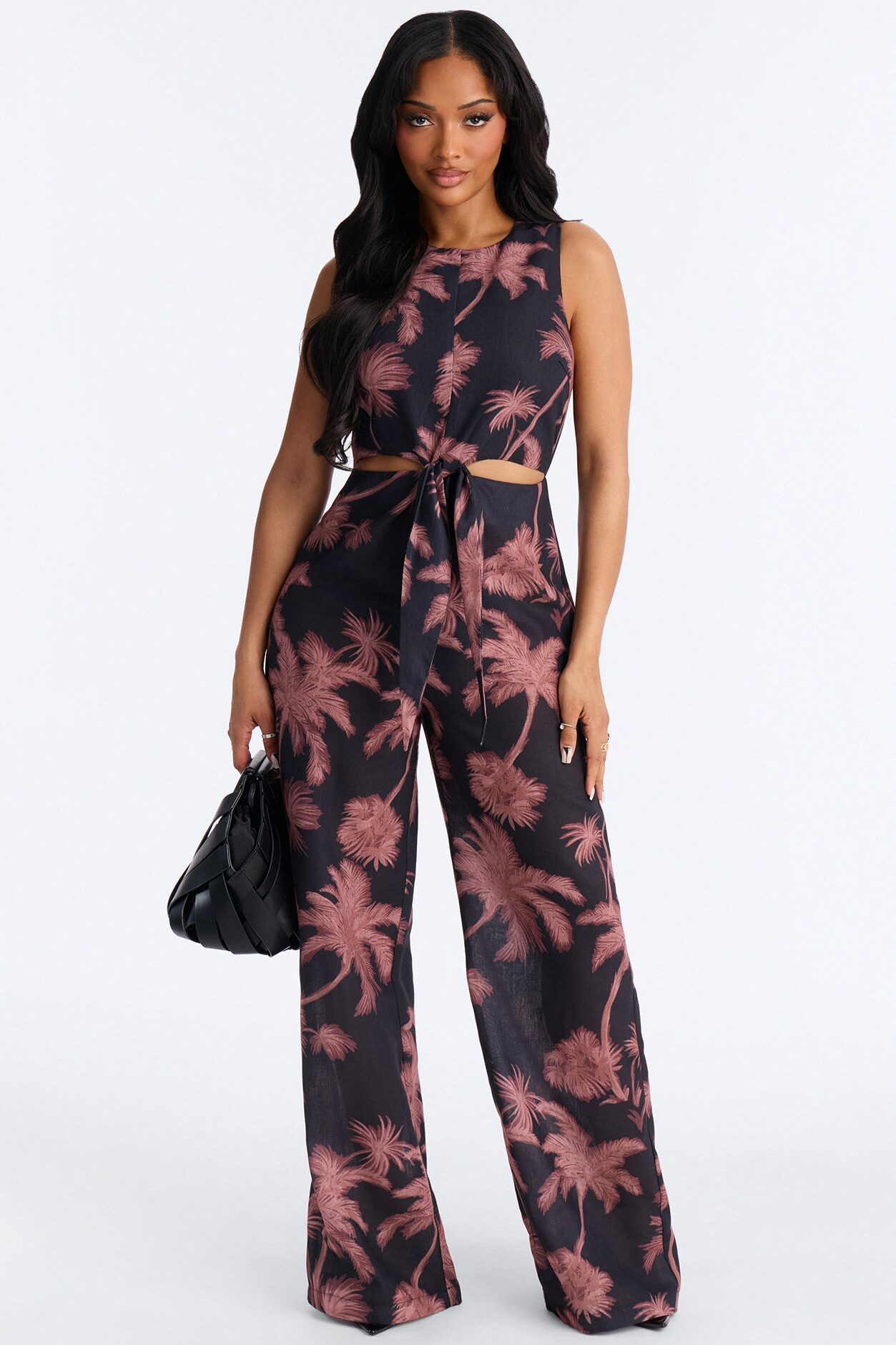 Off To Sunset Linen Jumpsuit - Black