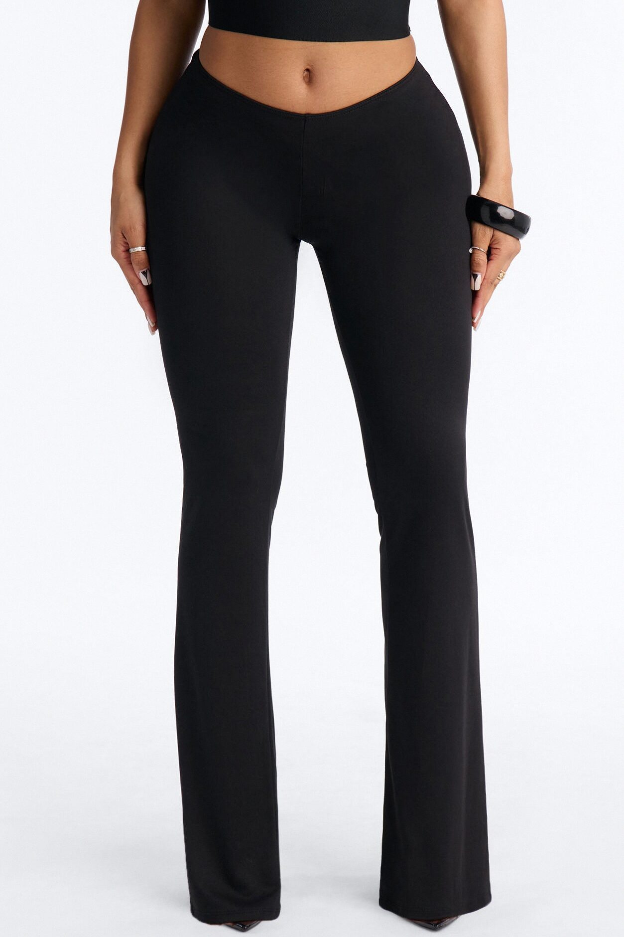 Feeling Cheeky Low Rise Ruched Butt Flare Pant - Black