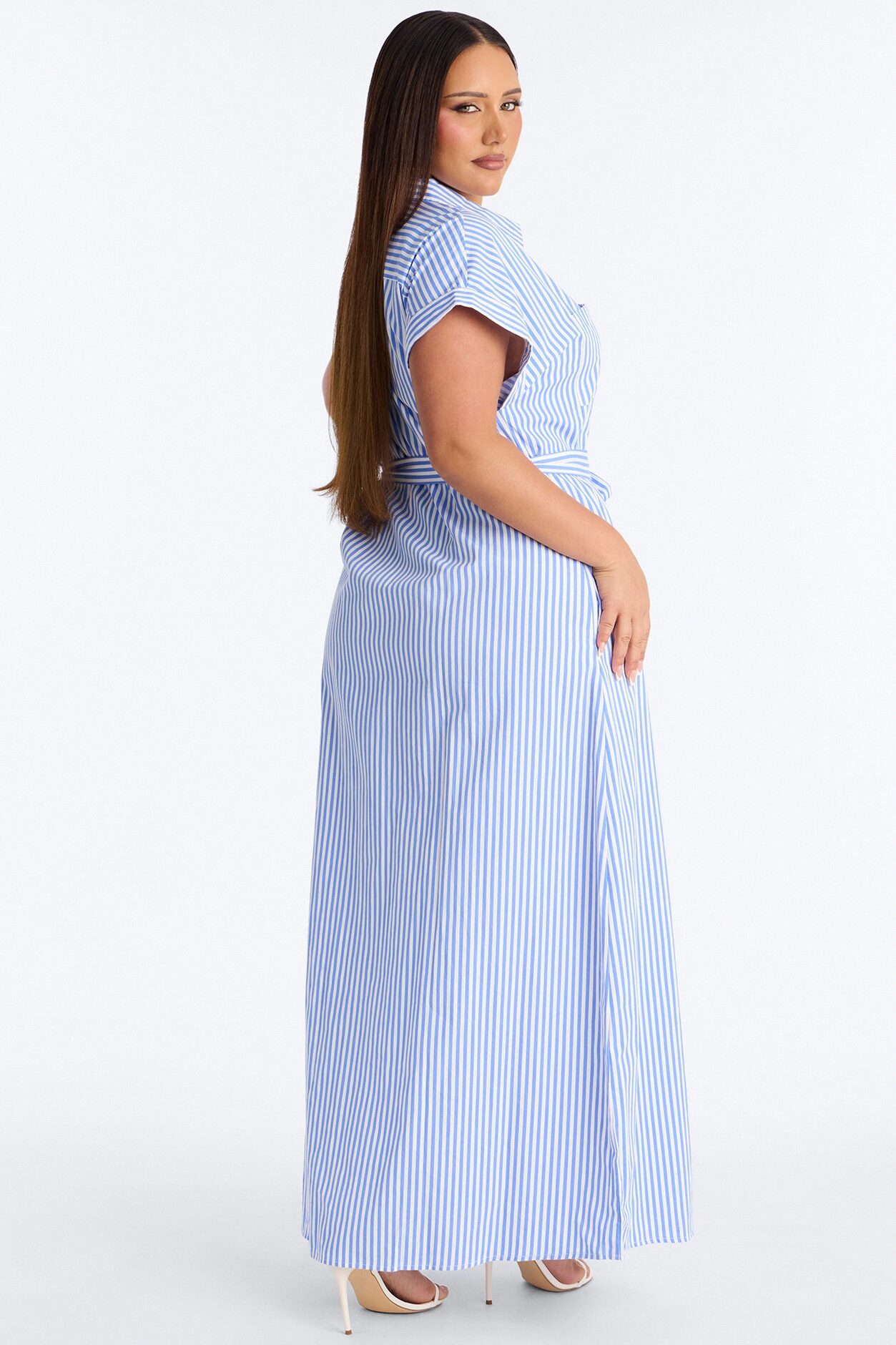 Easy Breezy Maxi Shirt Dress - Blue/combo