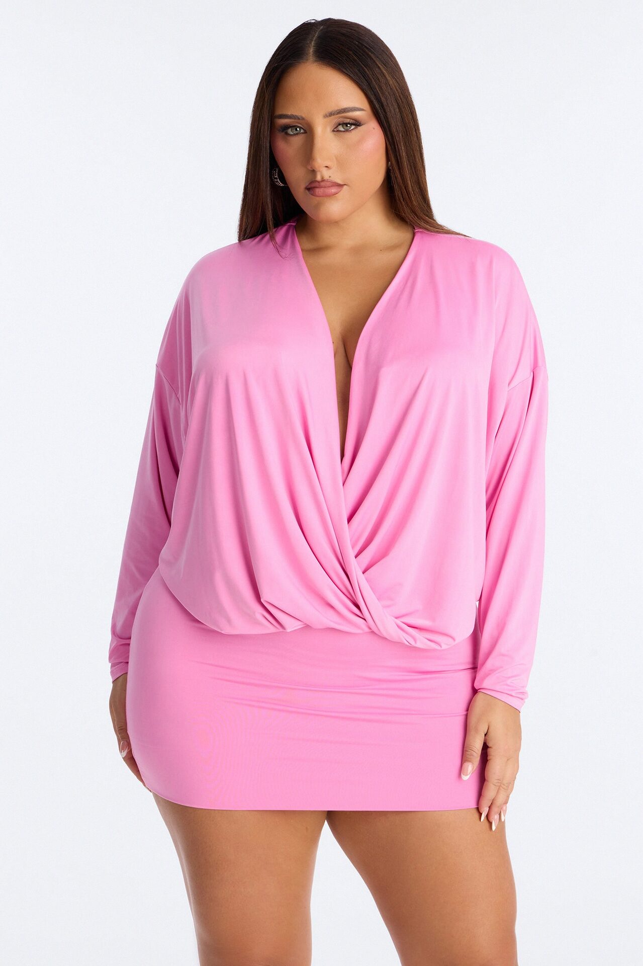 Odette Long Sleeve Mini Dress - Pink