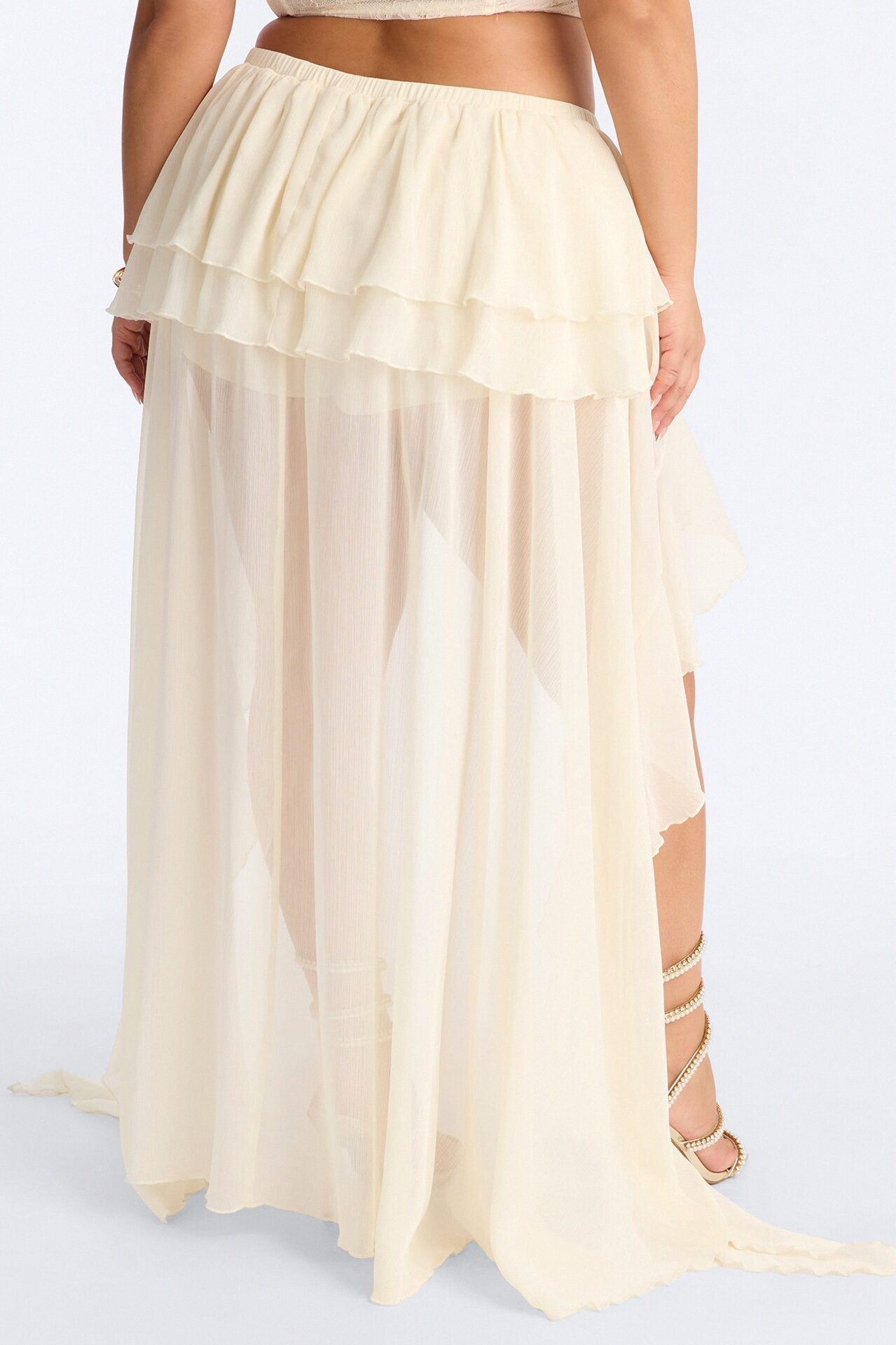 Serene Escape Tiered High Low Mini Skort - Cream