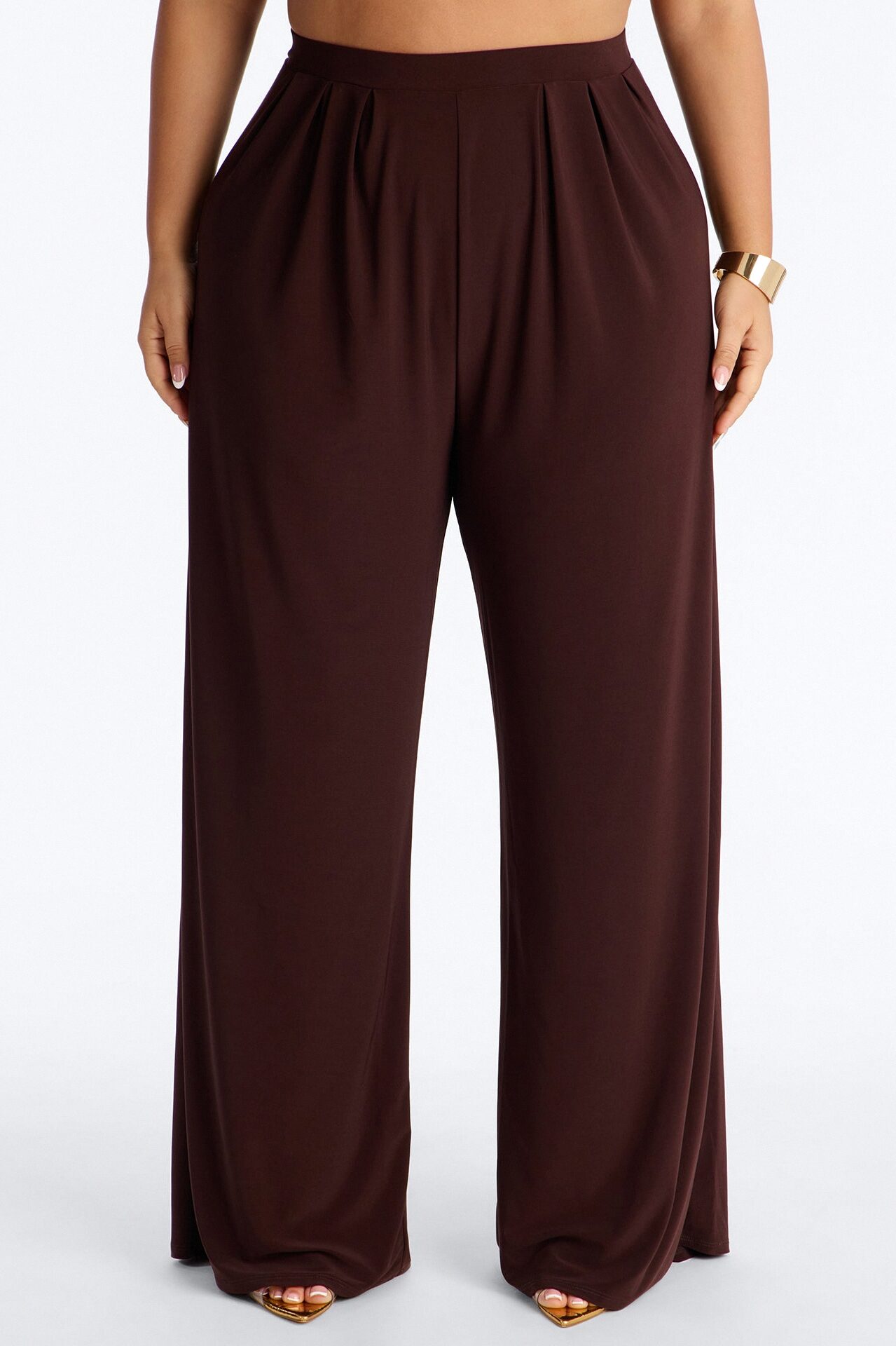 Dottie Slinky Relaxed Wide Leg Pant 32″ - Brown