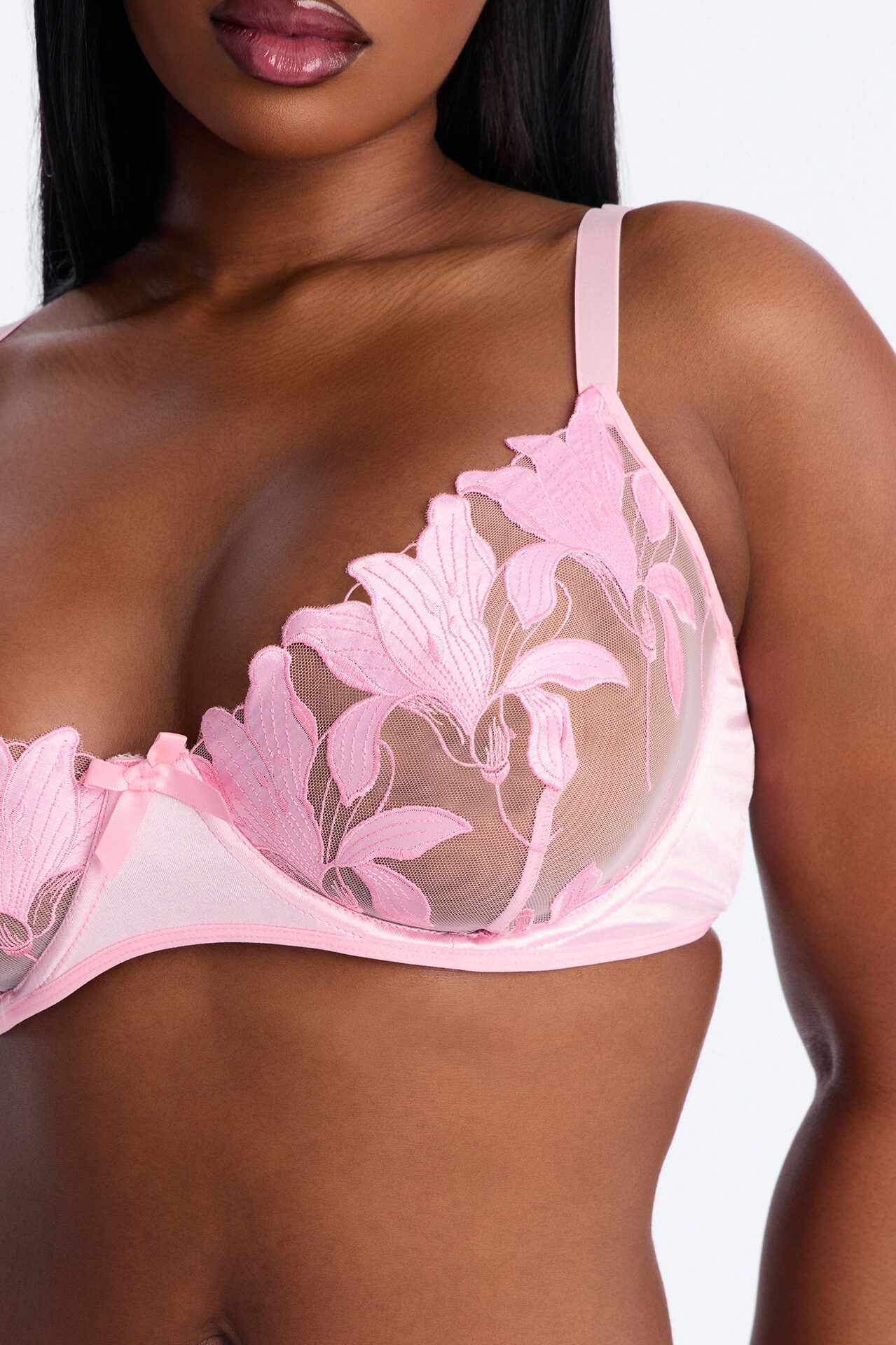 Kelly Embroidered Mesh 2 Piece Set - Pink