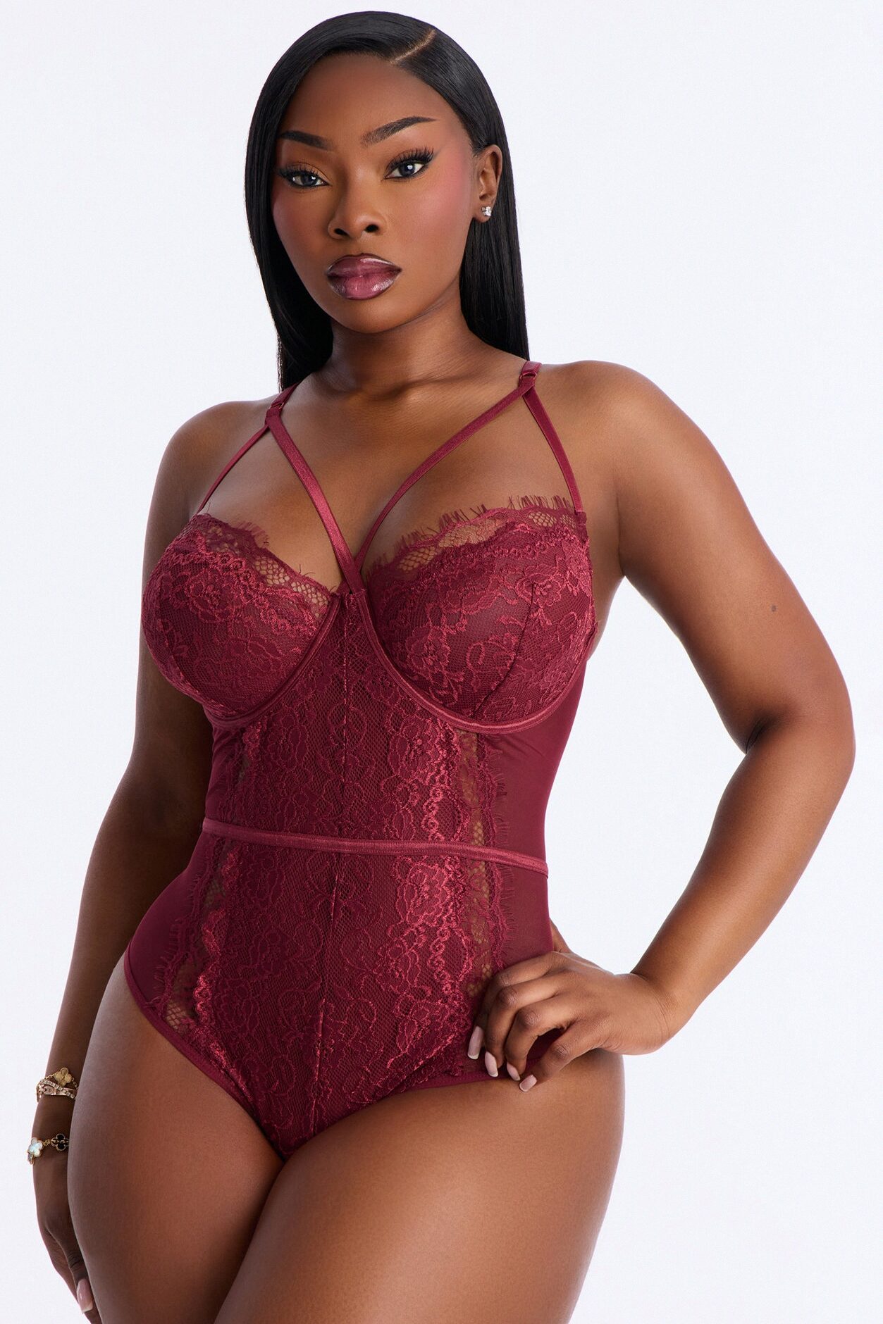 Somebody To Love Lace Teddy - Burgundy