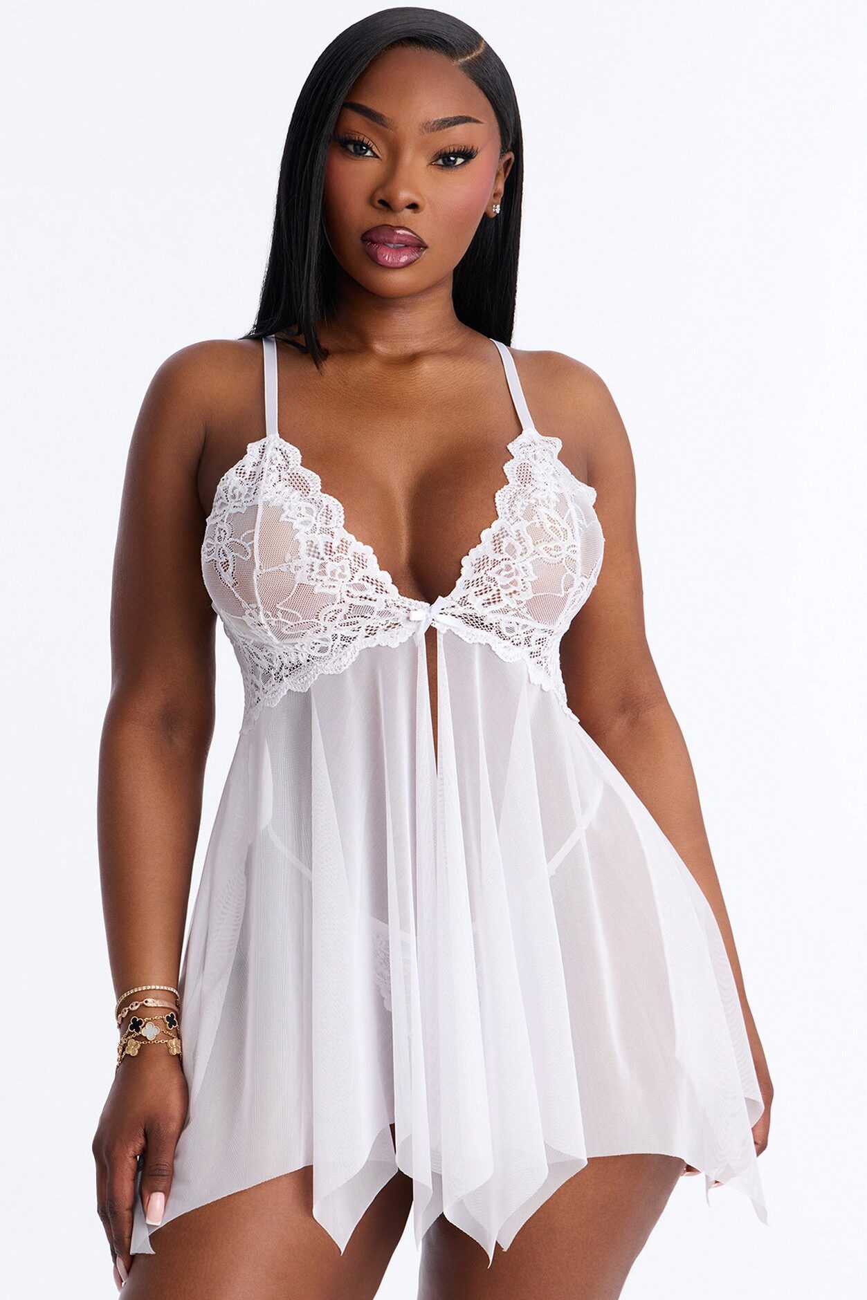 Tired Of Teasing Flyaway Babydoll - White