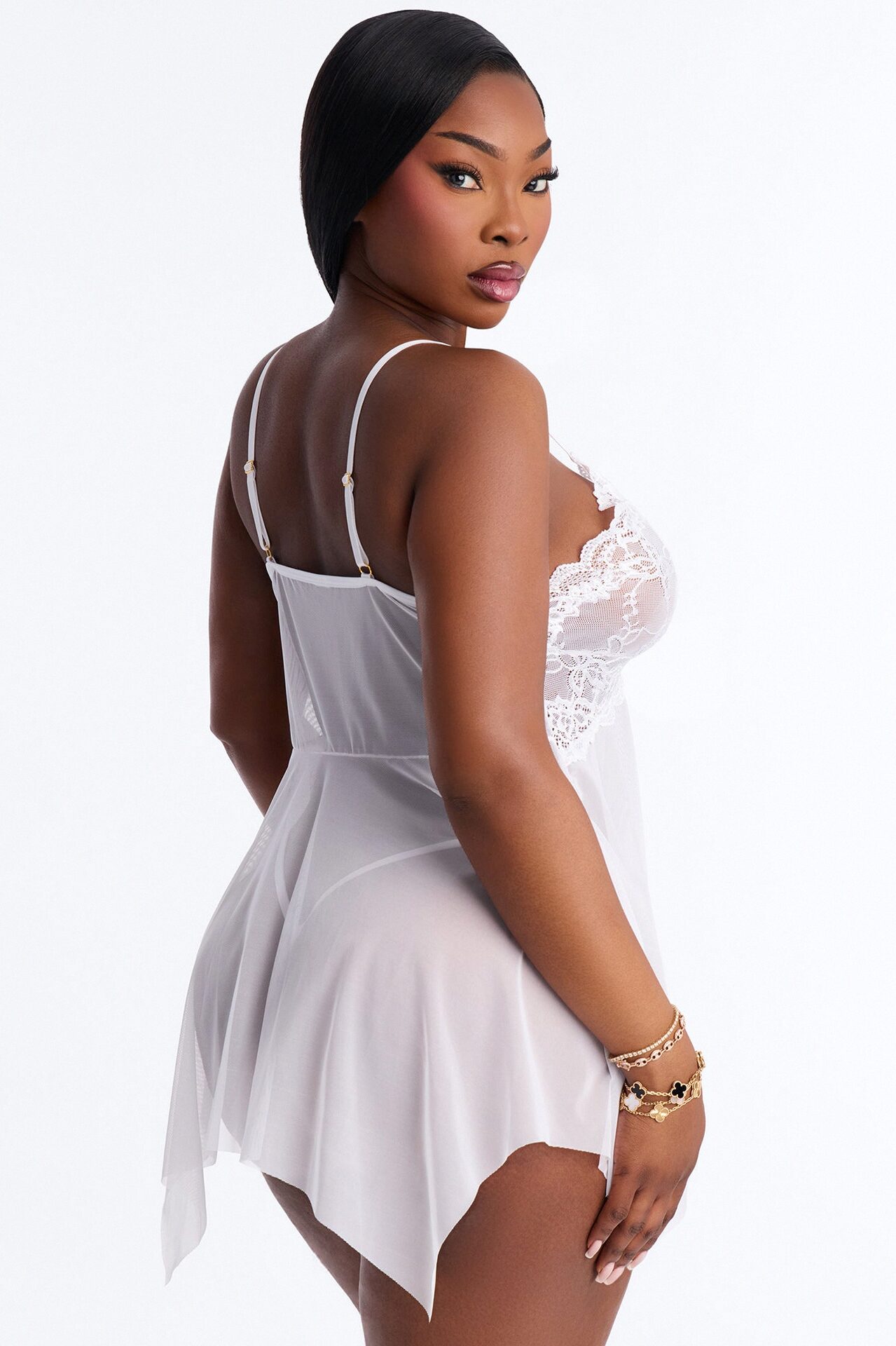 Tired Of Teasing Flyaway Babydoll - White