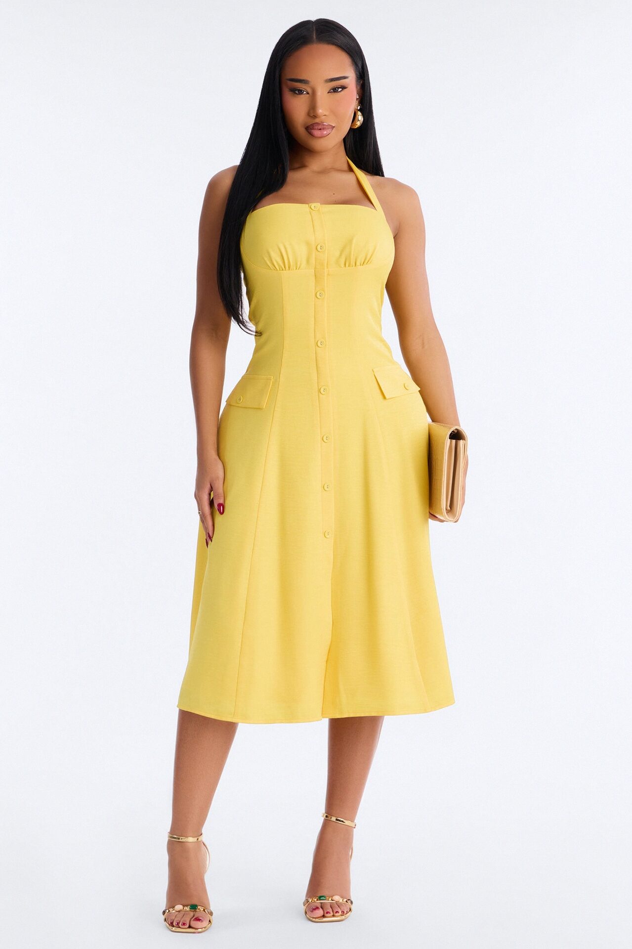Christine Halter Midi Dress - Yellow